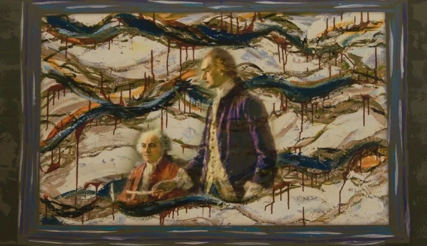 Divine Inspiration. Mixed media photo collage on canvas. 40 × 45 in