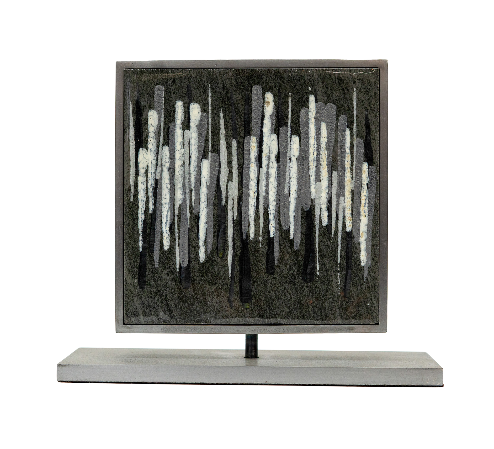 Ascendancy III, 2018. Acrylic, resin, and stone mounted in steel. 9 × 11 × 4 in