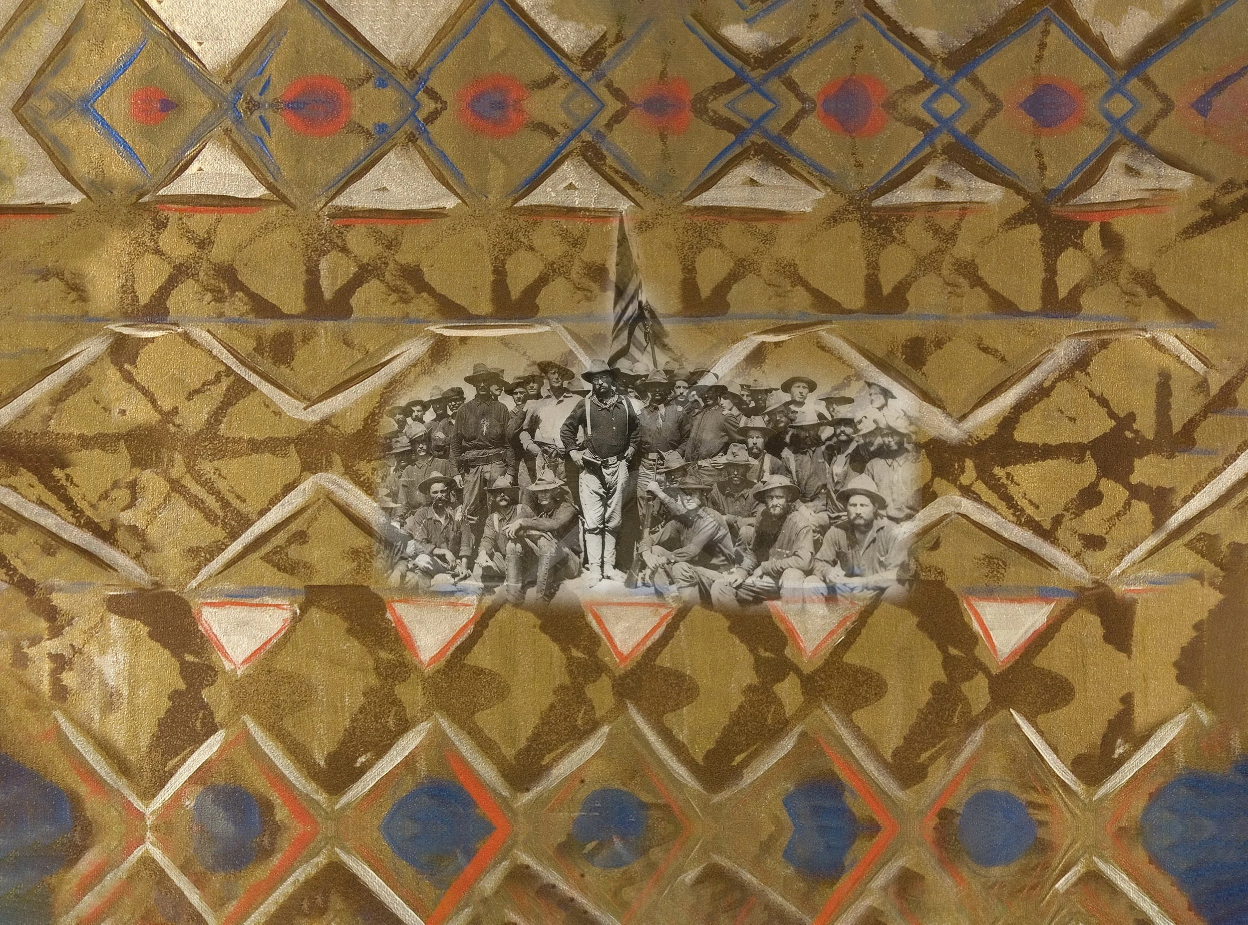 He Looked Fear in the Face. Mixed media photo collage on canvas. 24 × 32 in 