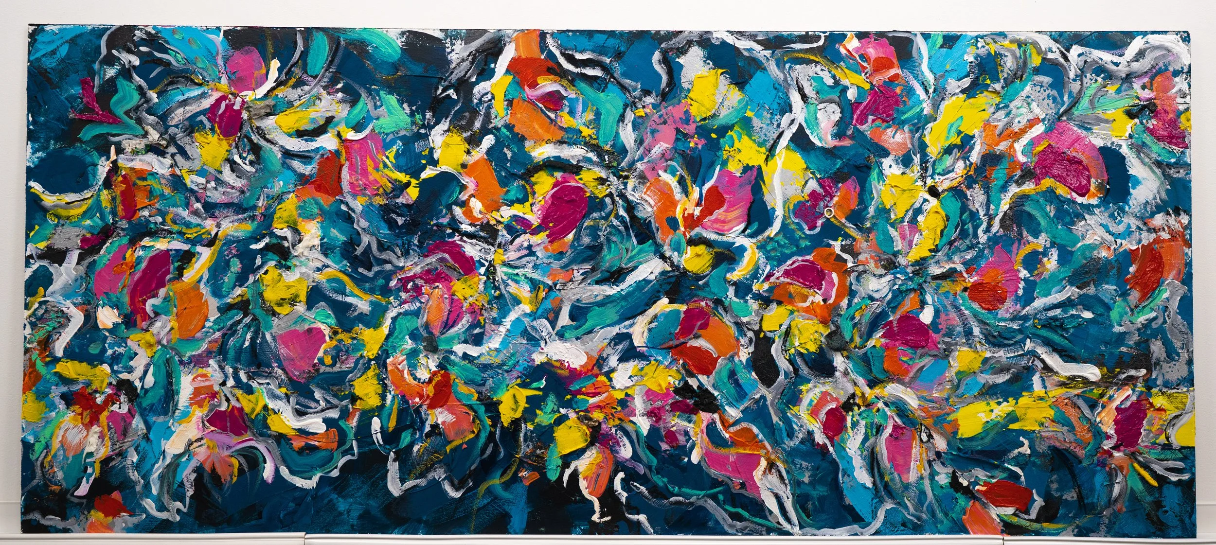 Brads Garden, 2003 - 2004.  Acrylic, Paint Skins & Oil on Board - 48 x 24.  Photo: Photographer Name ©

