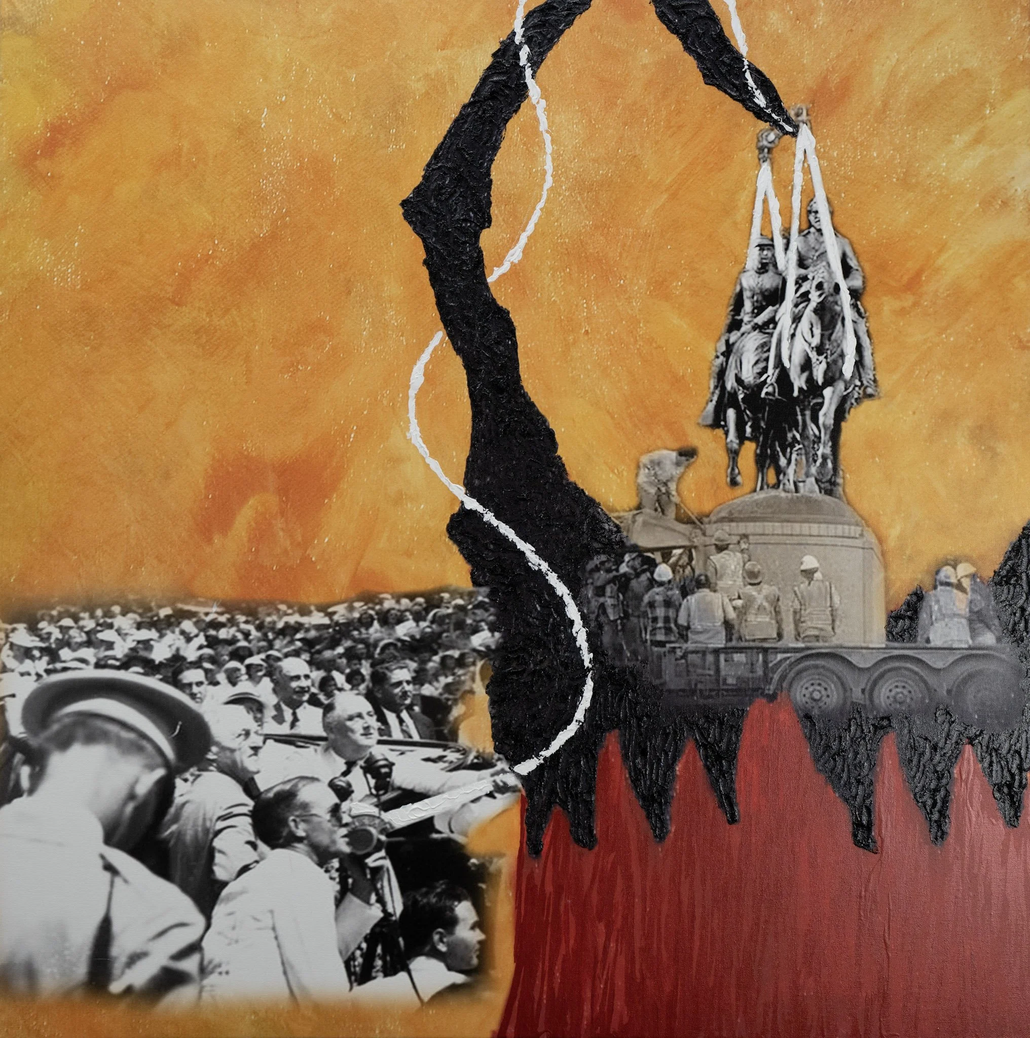 Virgil Quick Come See. Mixed media photo collage on canvas. 40 × 40 in