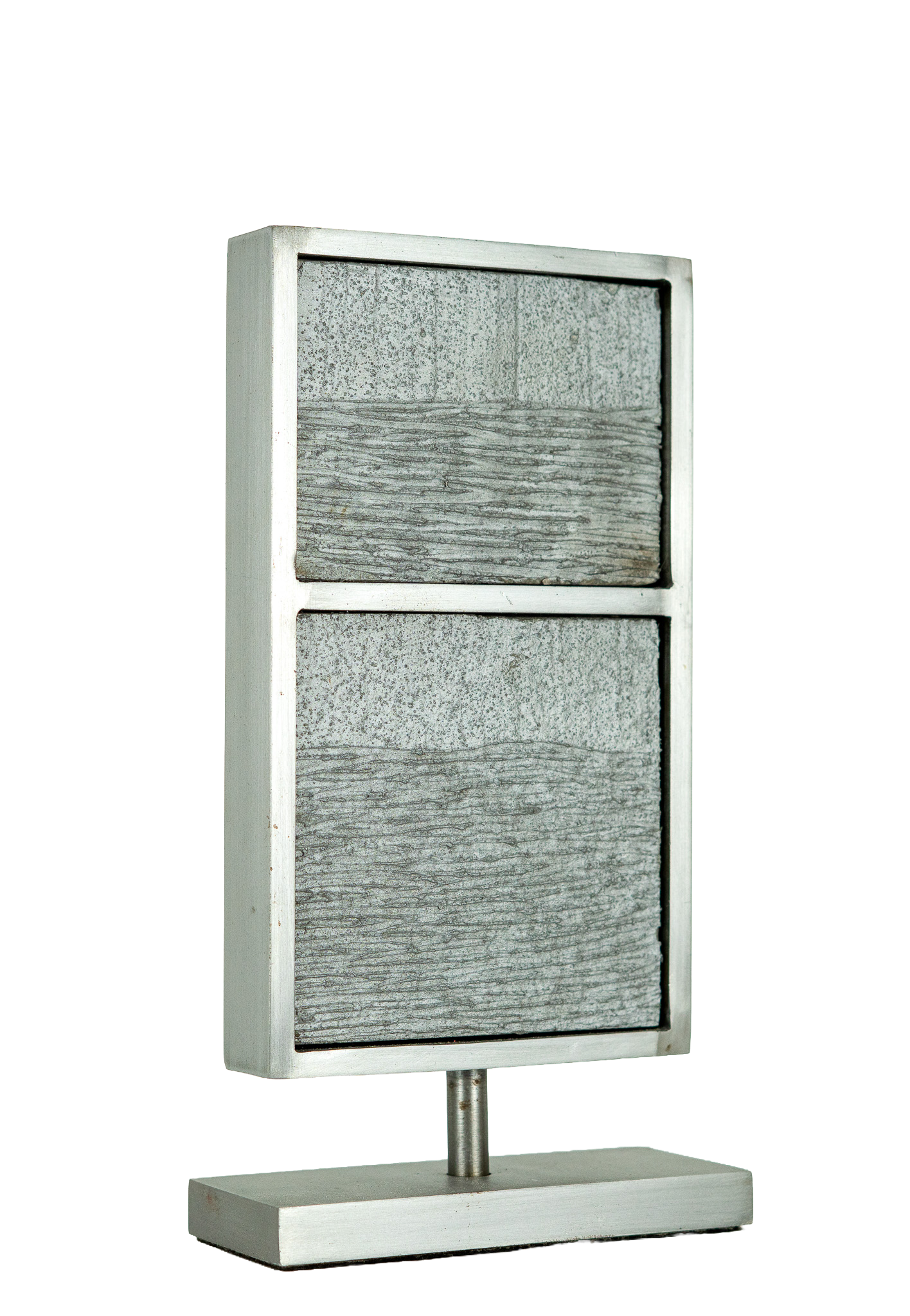 Ascendancy I, 2018. Acrylic, resin, and stone mounted in steel. 10 × 2 × 2 in 