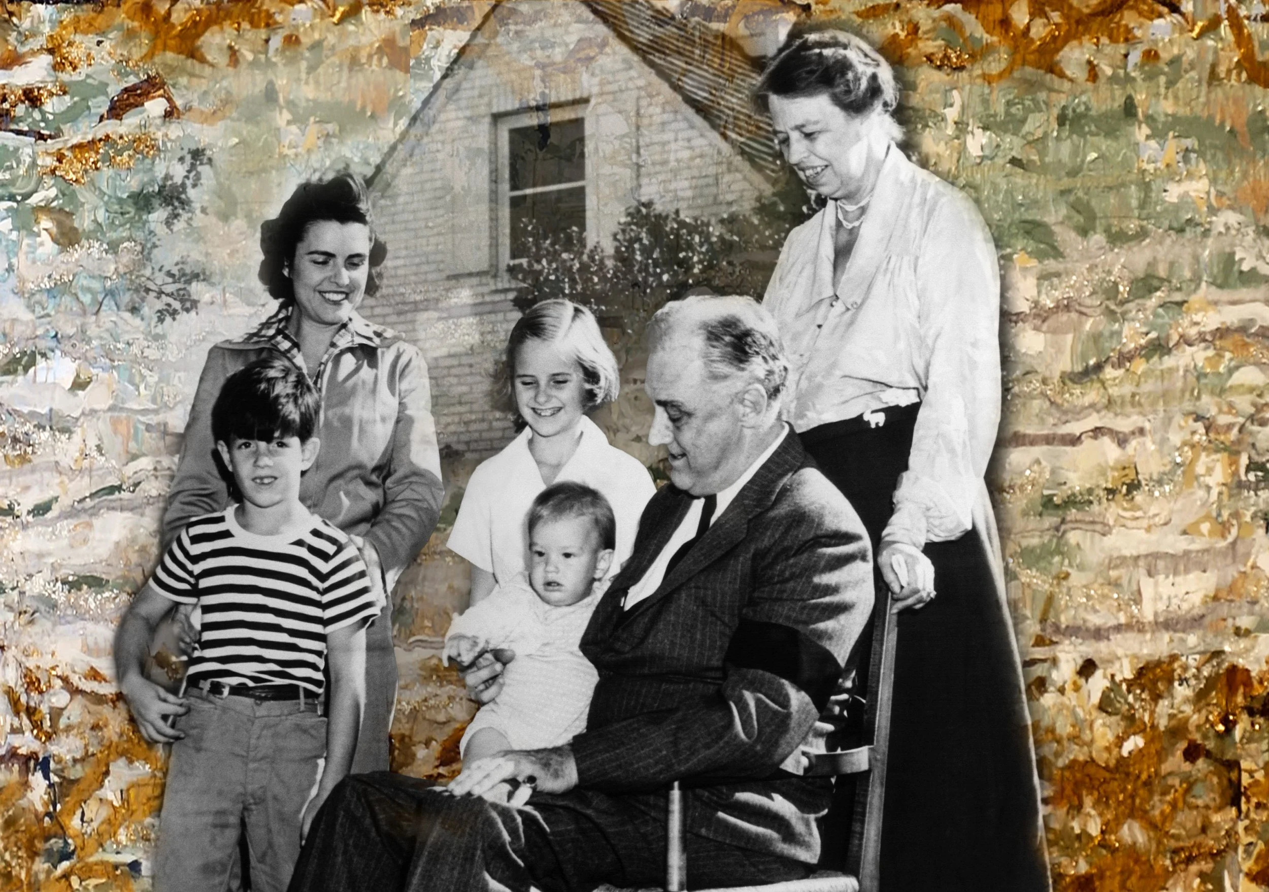 Nexus. Mixed media photo collage on canvas. 36 × 40 in