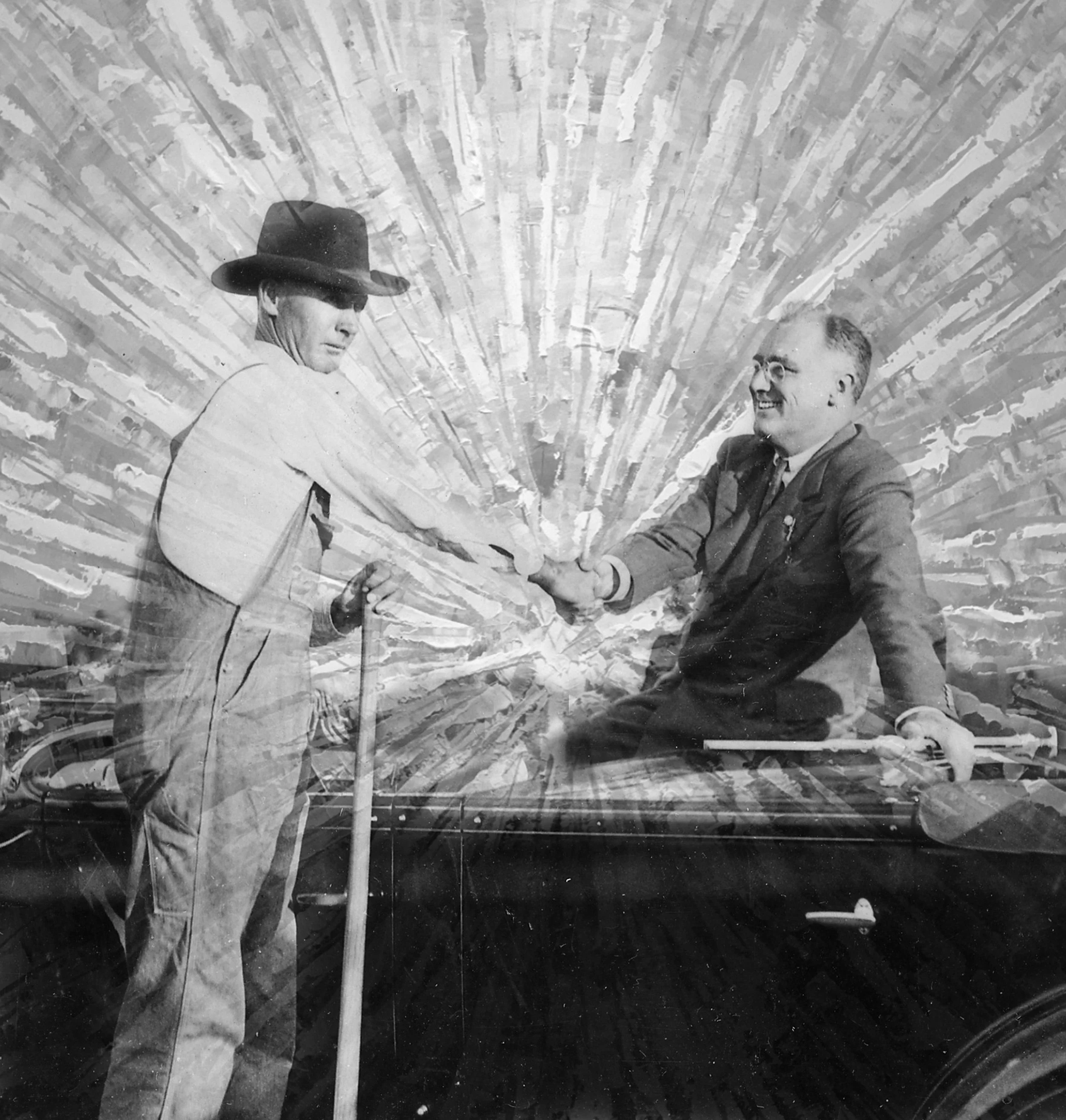 Happy Days. Mixed media photo collage on canvas. 42 × 46 in