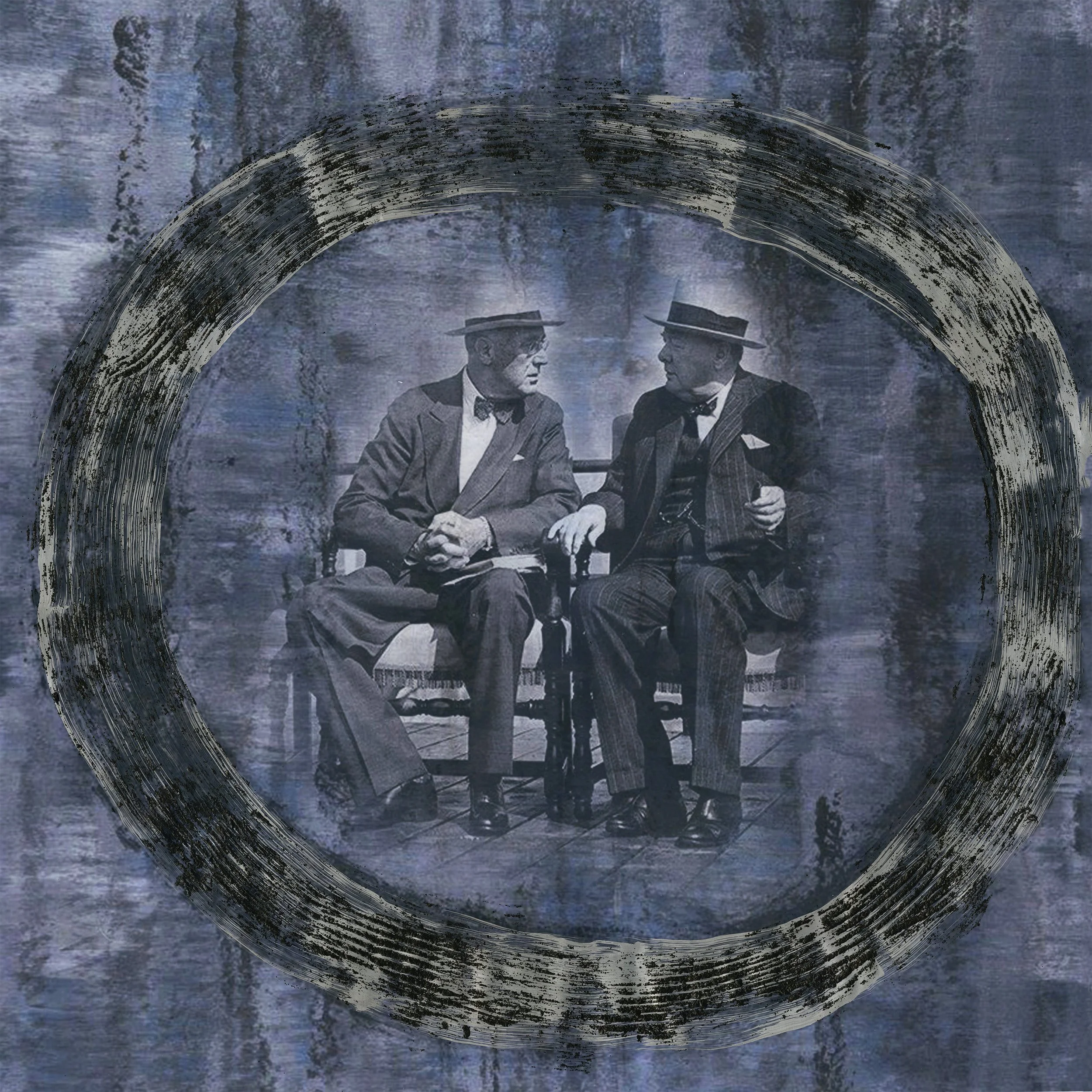 Atlantic Treaty. Mixed media photo collage on canvas. 30 × 30 in 