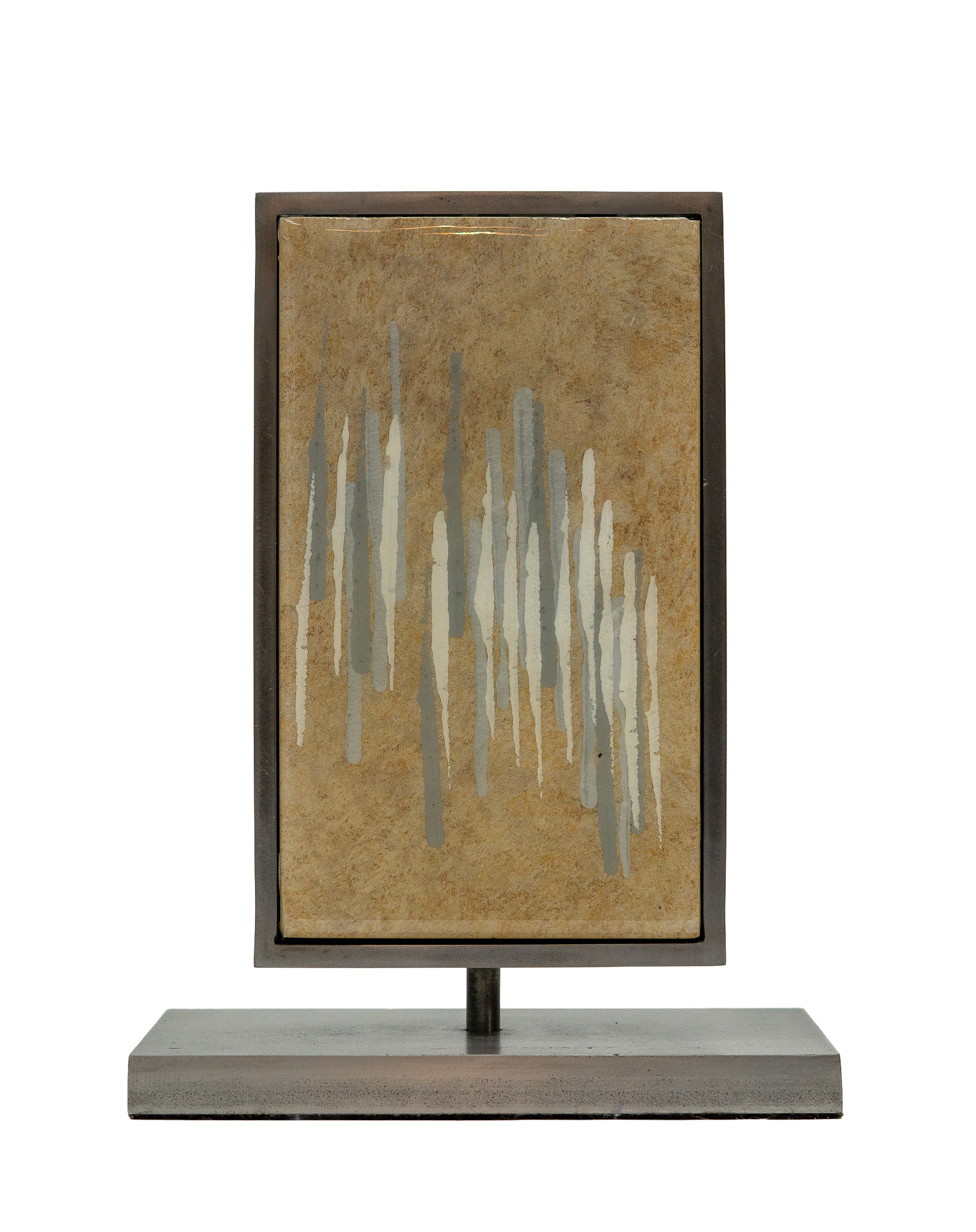 Ascendancy IX, 2018. Acrylic, resin, and stone mounted in steel. 8 × 5 × 3 in 