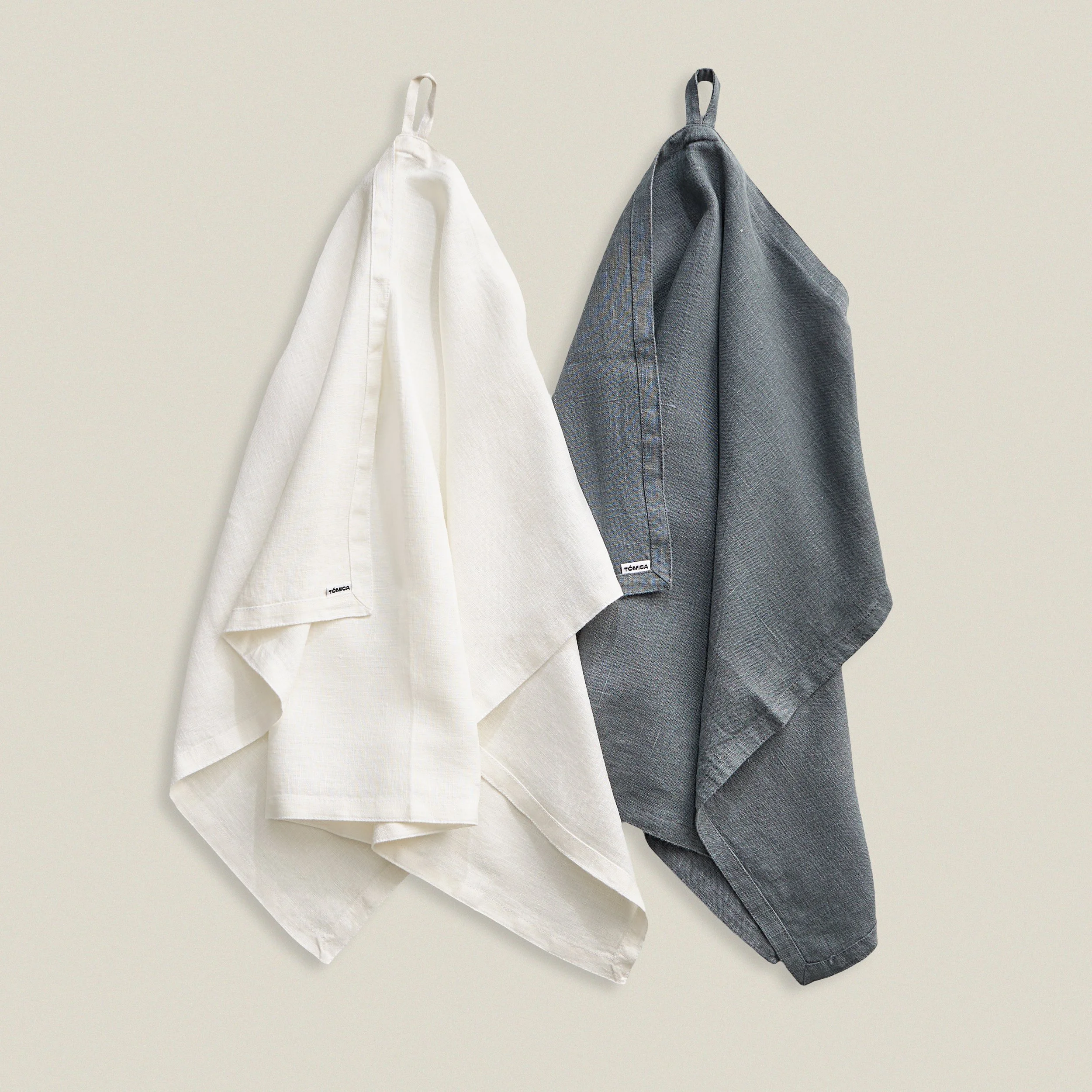 Grey/white linen kitchen towels
