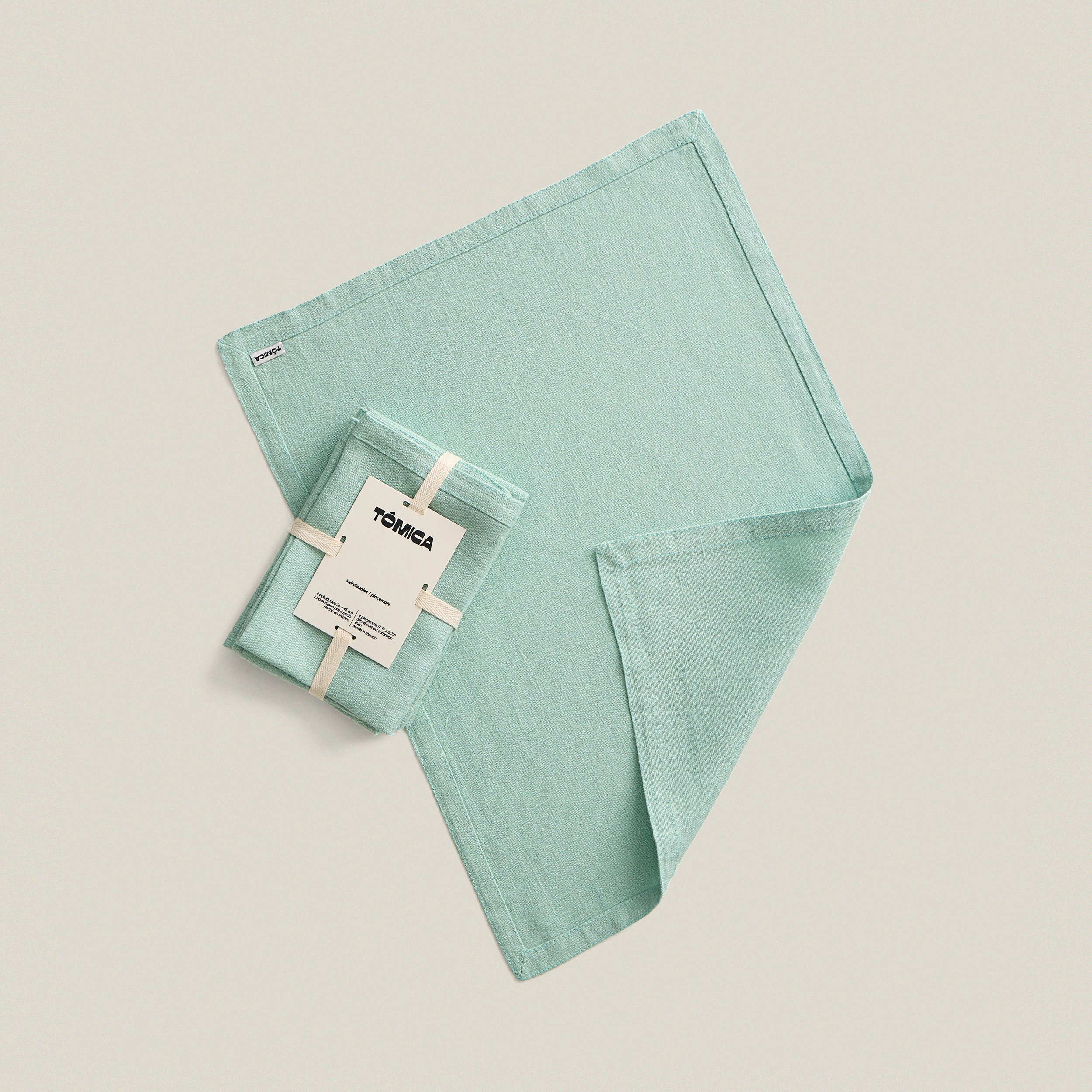 Turquoise linen placemat set