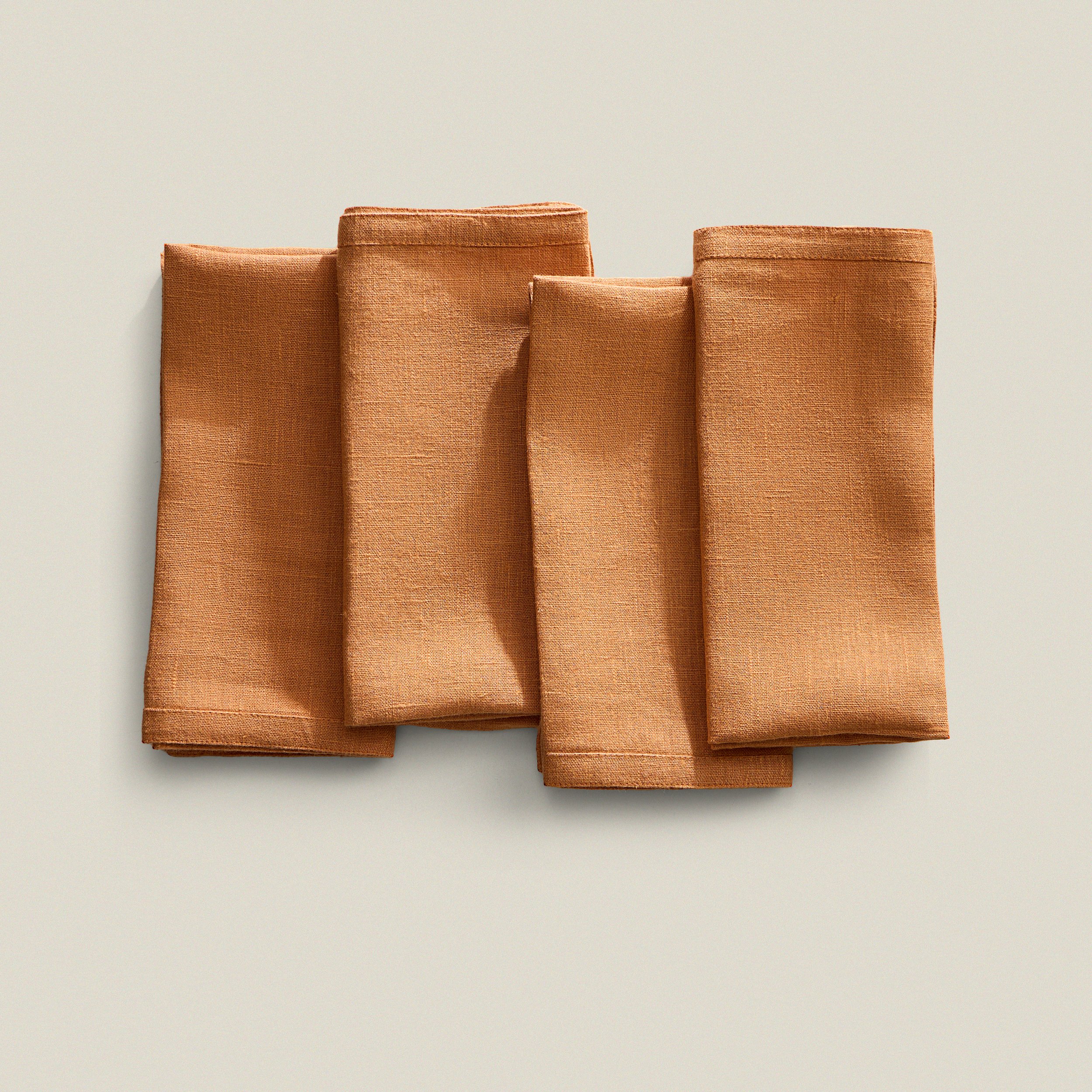 Set of orange linen napkins