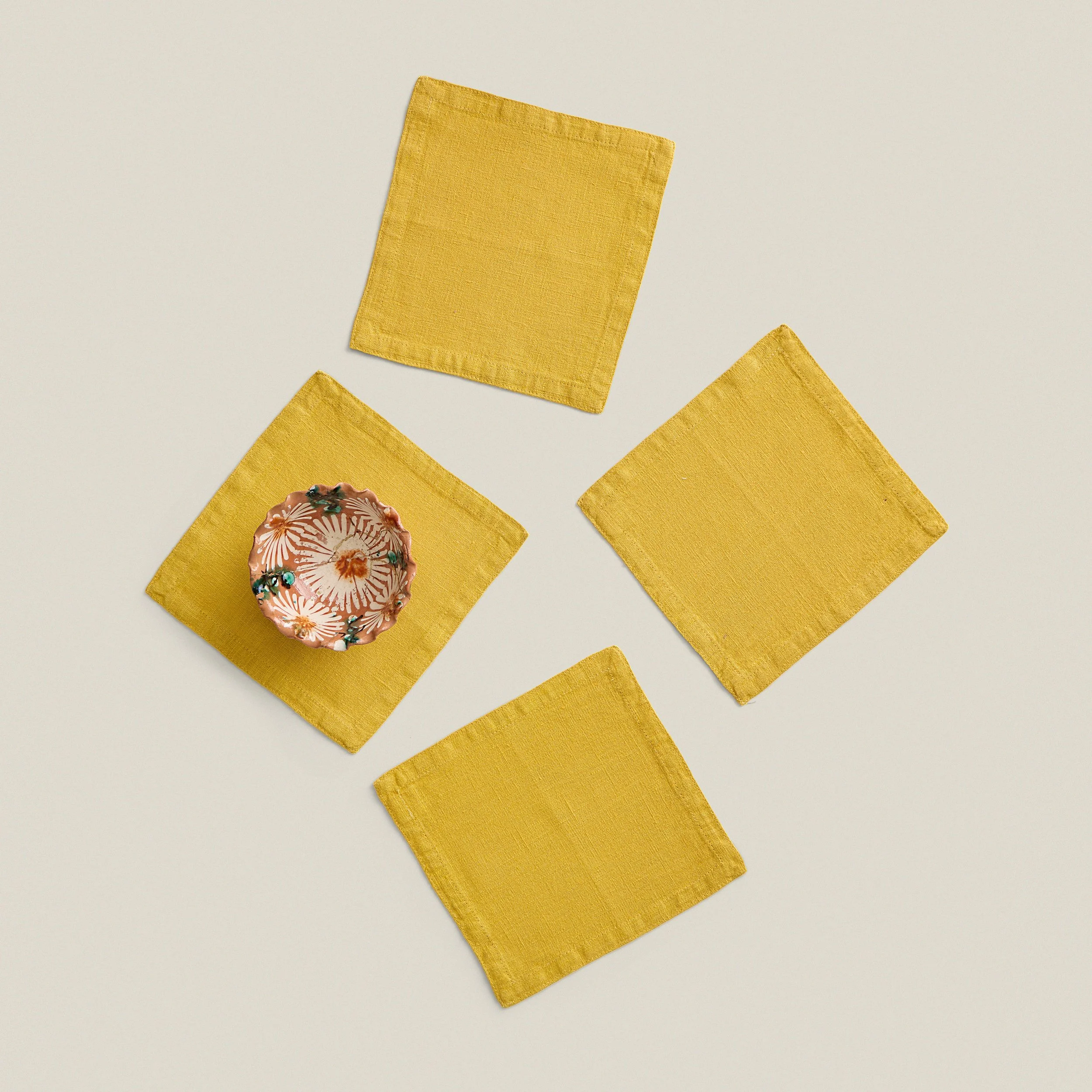 Yellow cocktail linen napkins