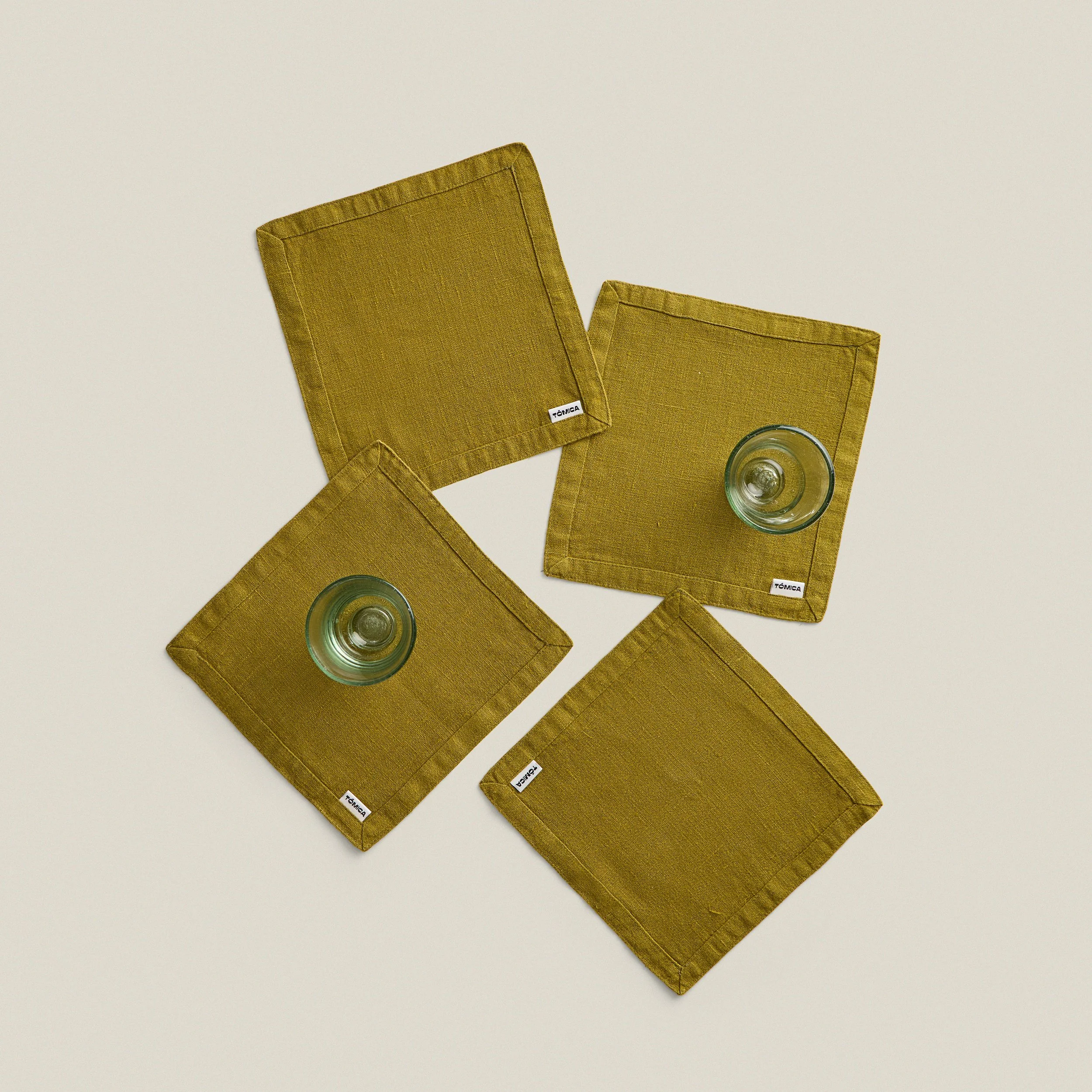 Green cocktail linen napkins