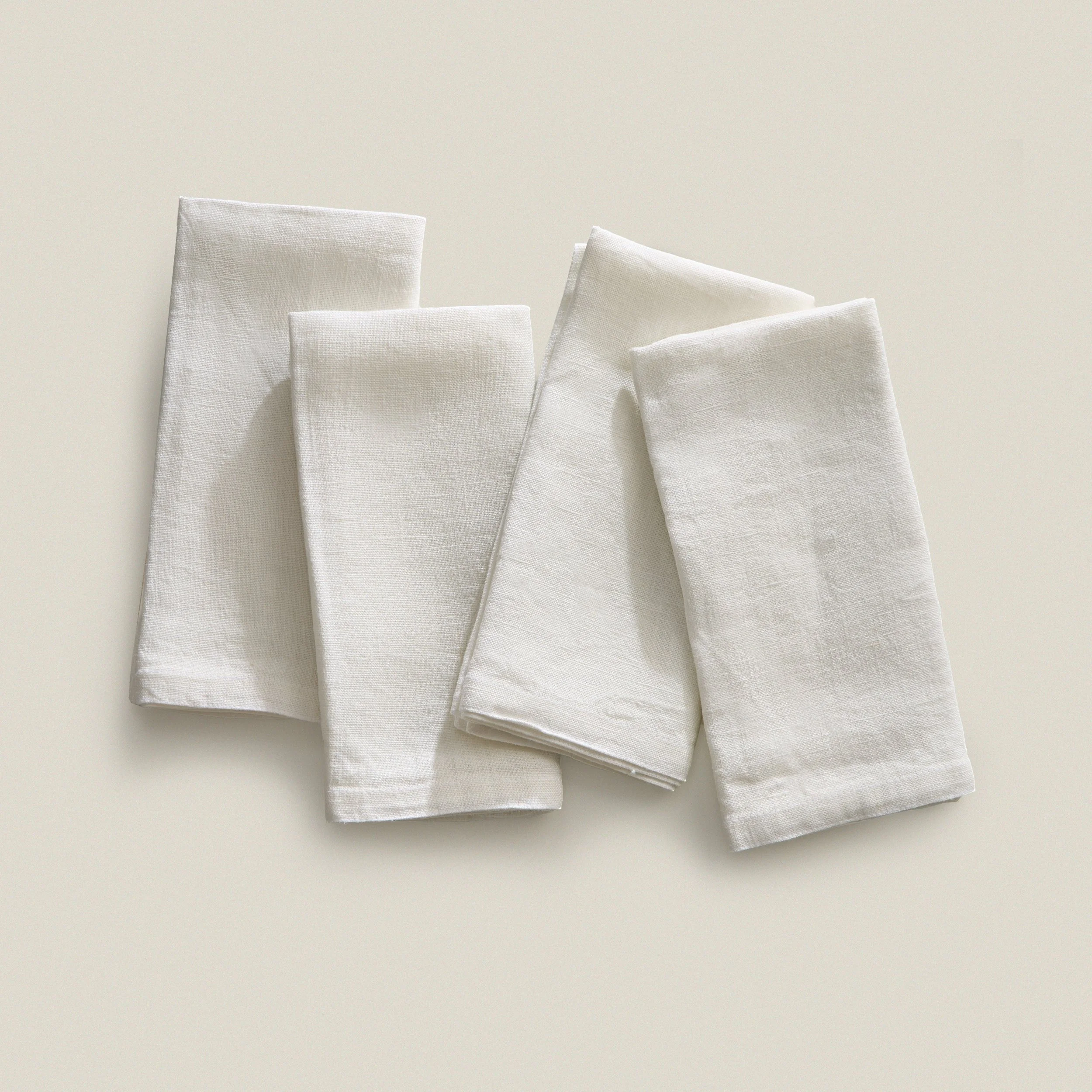 Set of white linen napkins