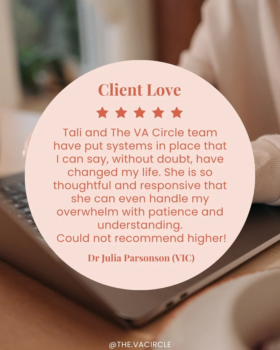 &ldquo;I felt heard and supported from day one.&rdquo;

Dr. Parsonson says working with @the.vacircle wasn&rsquo;t just helpful, it was life-changing.

From calming overwhelm to implementing game-changing systems, this is support you can *feel*

Need