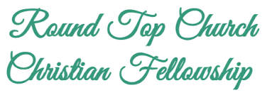 Text reading 'Round Top Church Christian Fellowship' in teal script font on a white background.