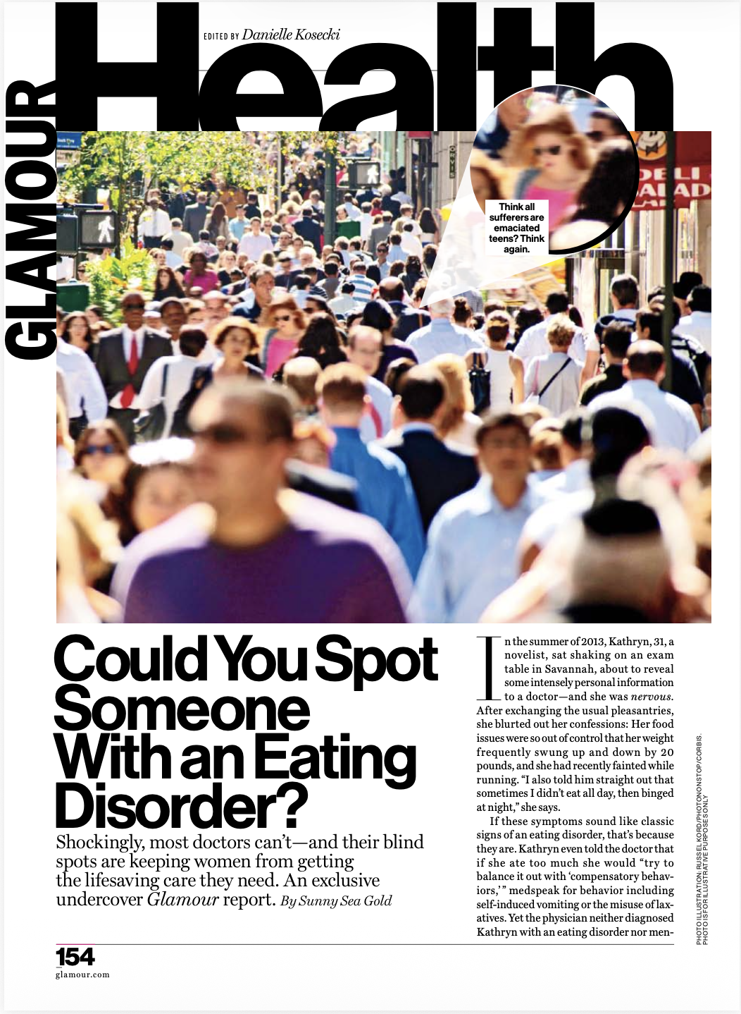 A Glamour magazine article titled, Could you spot someone with an eating disorder?