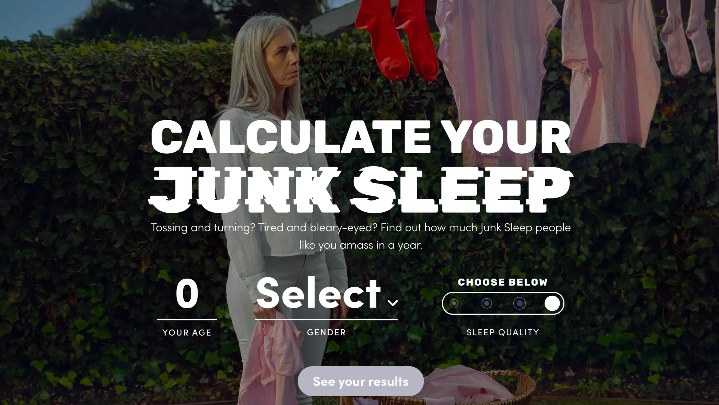 Unjunk Your Sleep campaign landing page