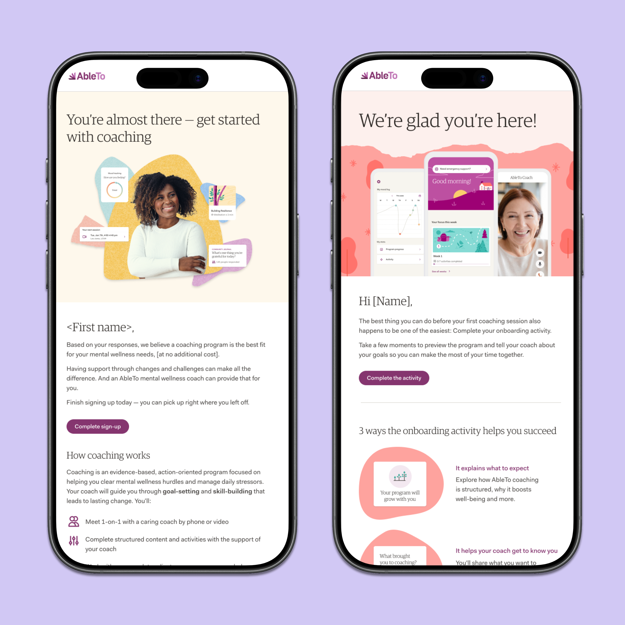 two emails shows in side by side phones