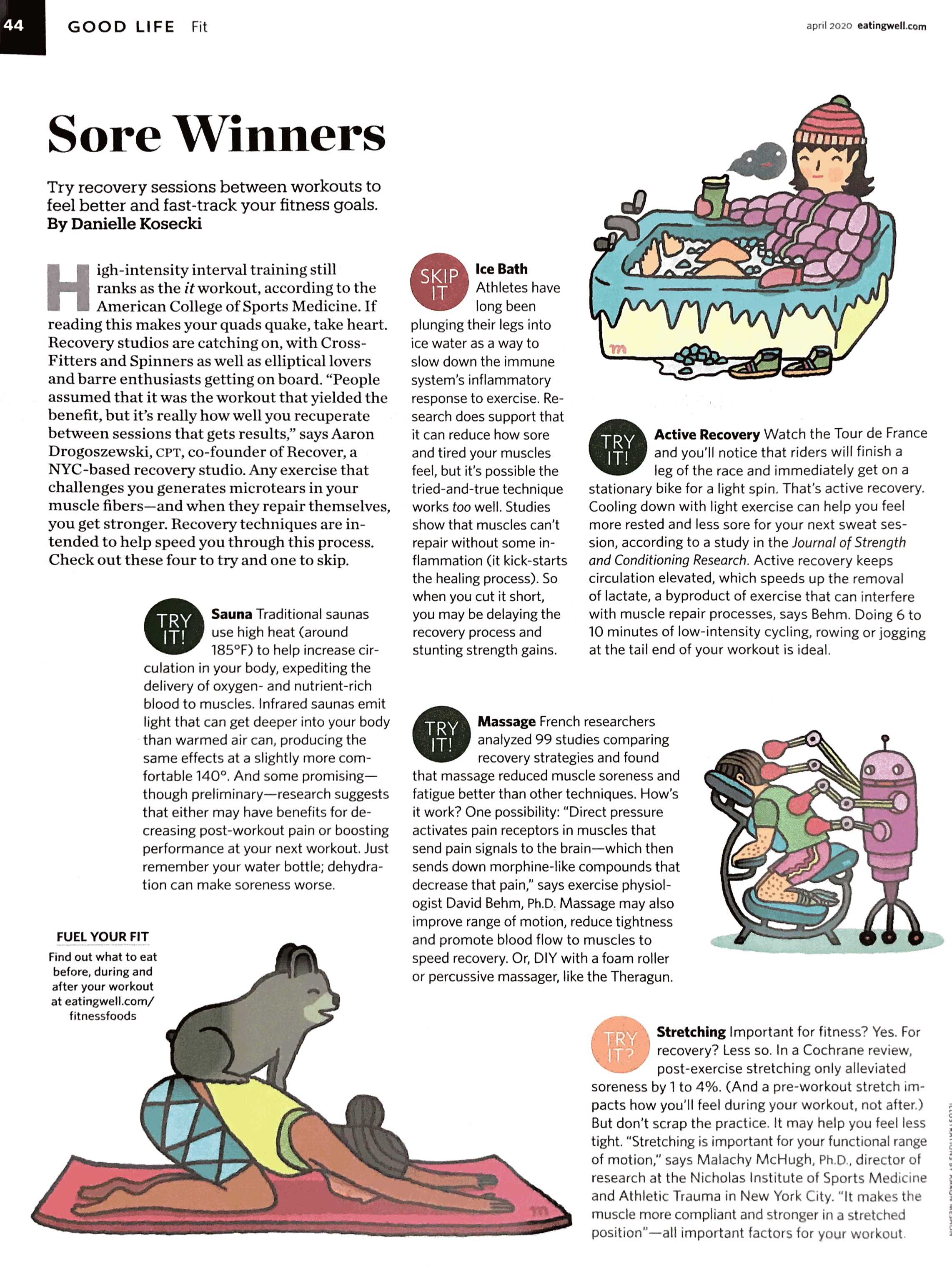 Ah Eating Well magazine article titled, Sore winners.