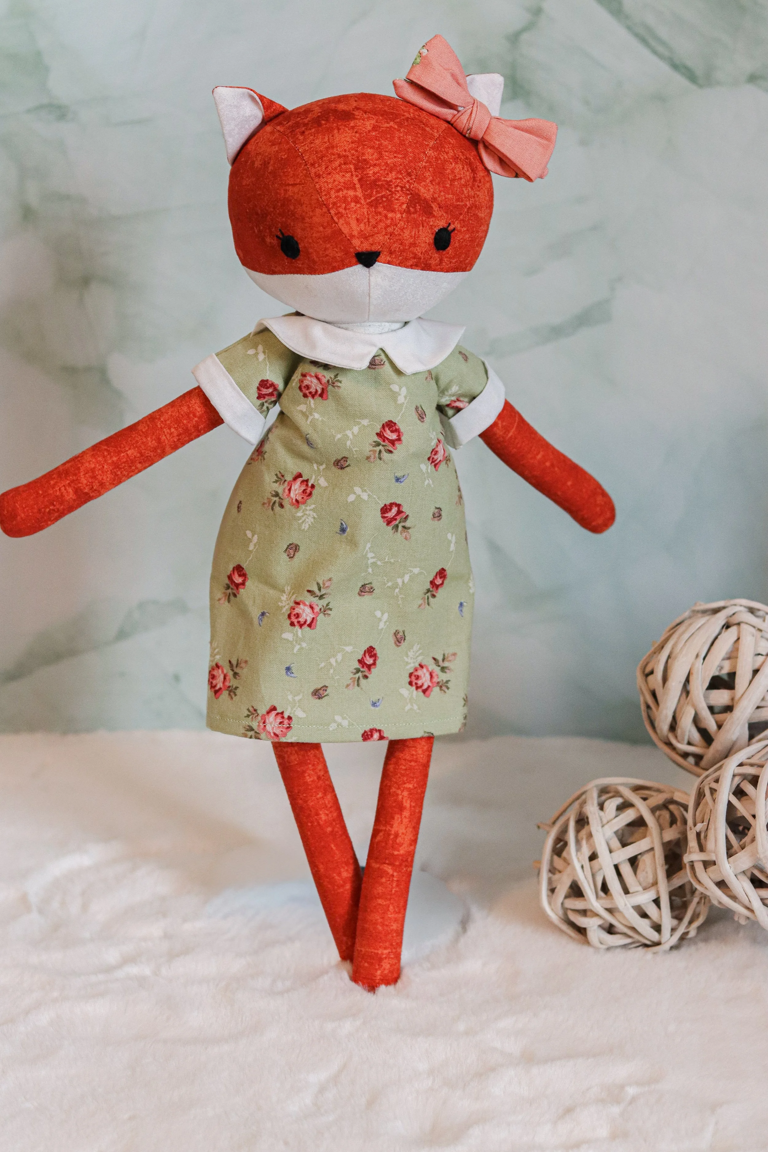 Dreamy Fox Dress with Collar and Bow