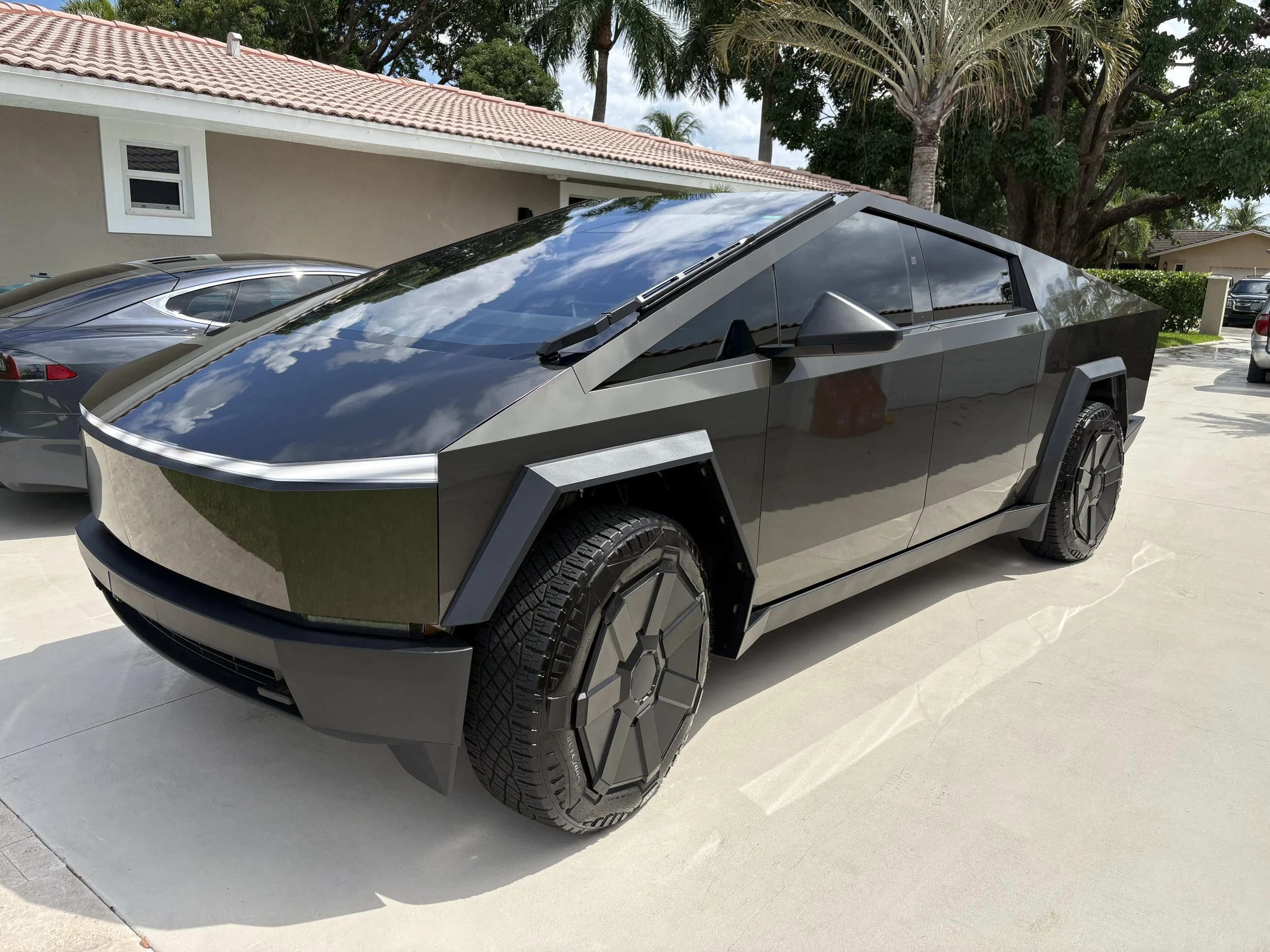 Tesla Cybertruck interior fully cleaned and detailed in Delray Beach Florida.