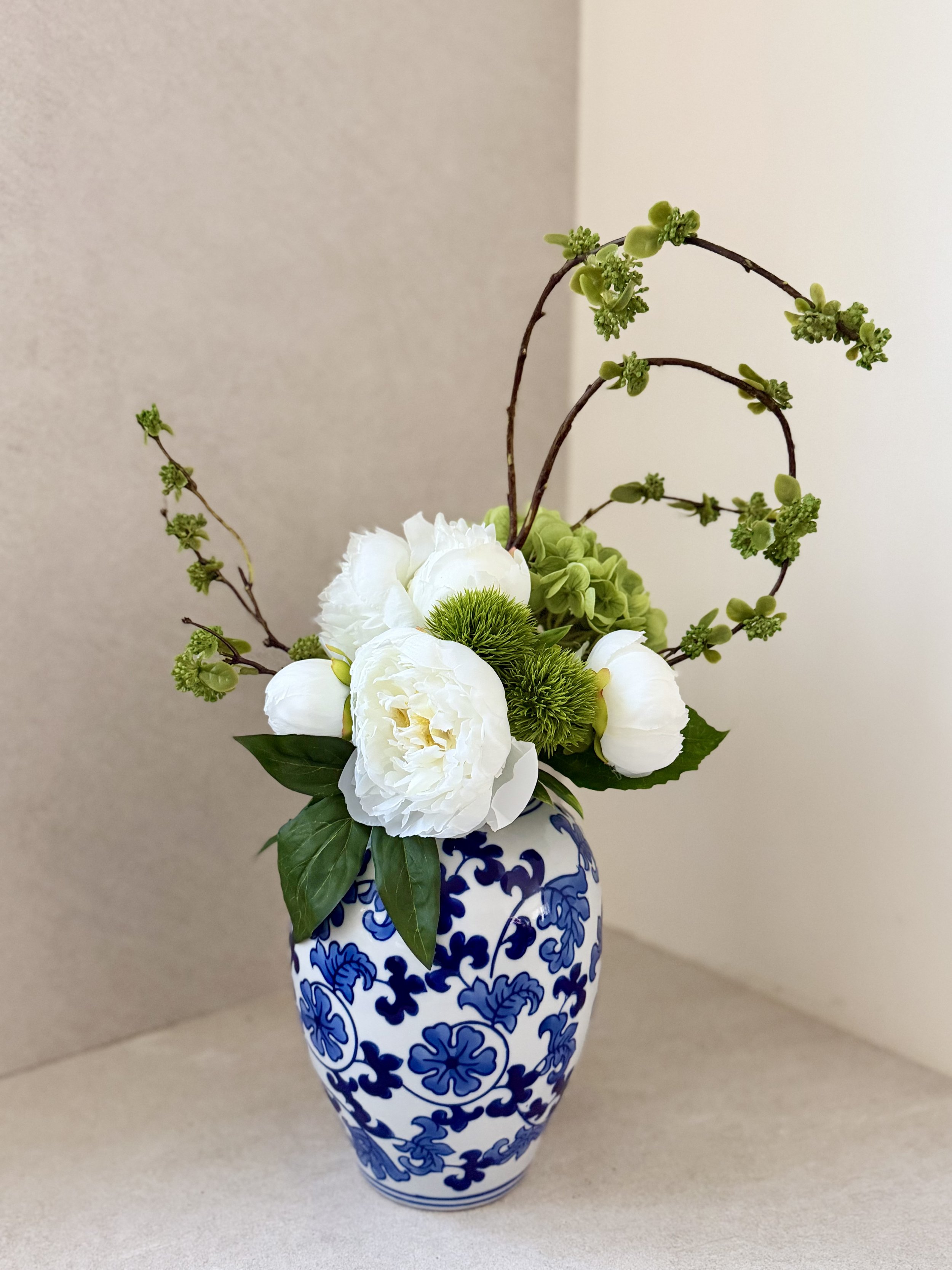 White Peonies and Hydrangea