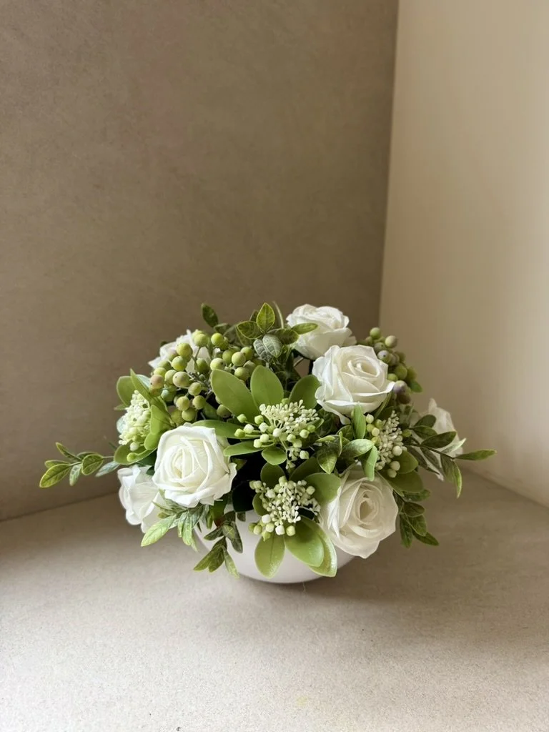 White Roses and Green Berries
