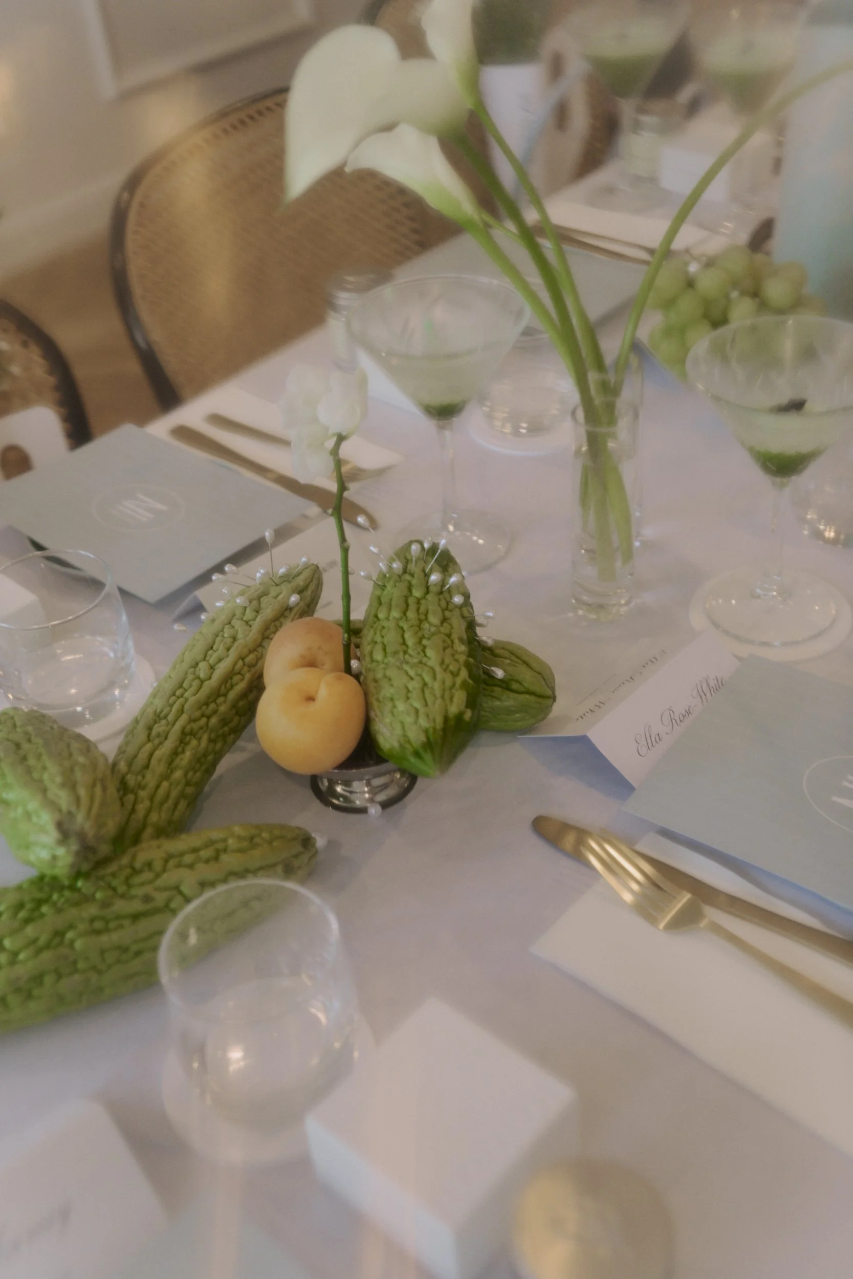 Floral and fruit styled table scape