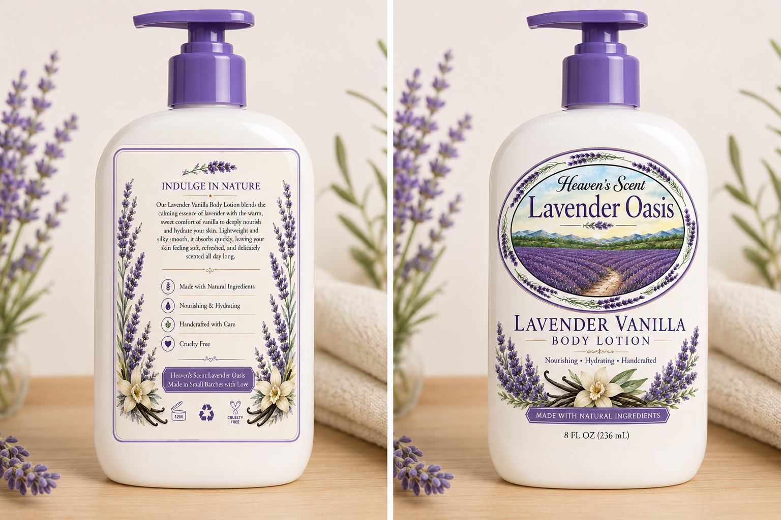 Heaven’s Scent Lavender Oasis – Lavender Vanilla Body Lotion (8 fl oz / 236 mL)