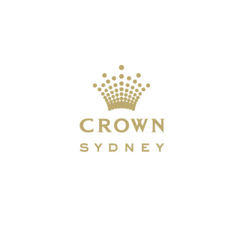 Logo of Crown Sydney with a gold crown and the text 'CROWN SYDNEY' underneath.