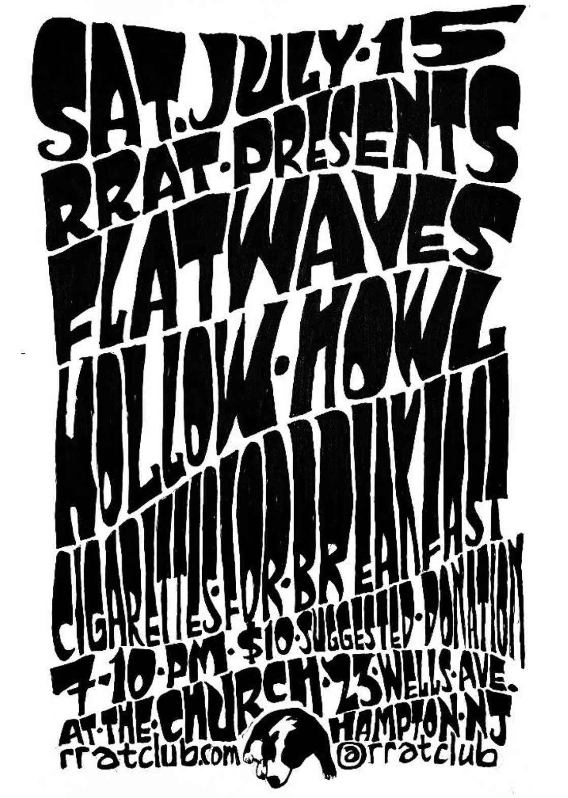 RRAT Club presents Hollow Howl at The Church, Hampton, NJ, with Flatwaves and Cigarettes for Breakfast, 2023