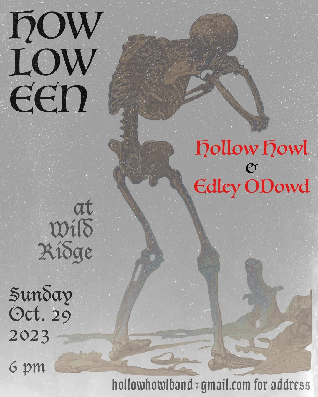 Hollow Howl with Edley ODowd at Wild Ridge, 2023 / flyer by Jared Rosenbaum