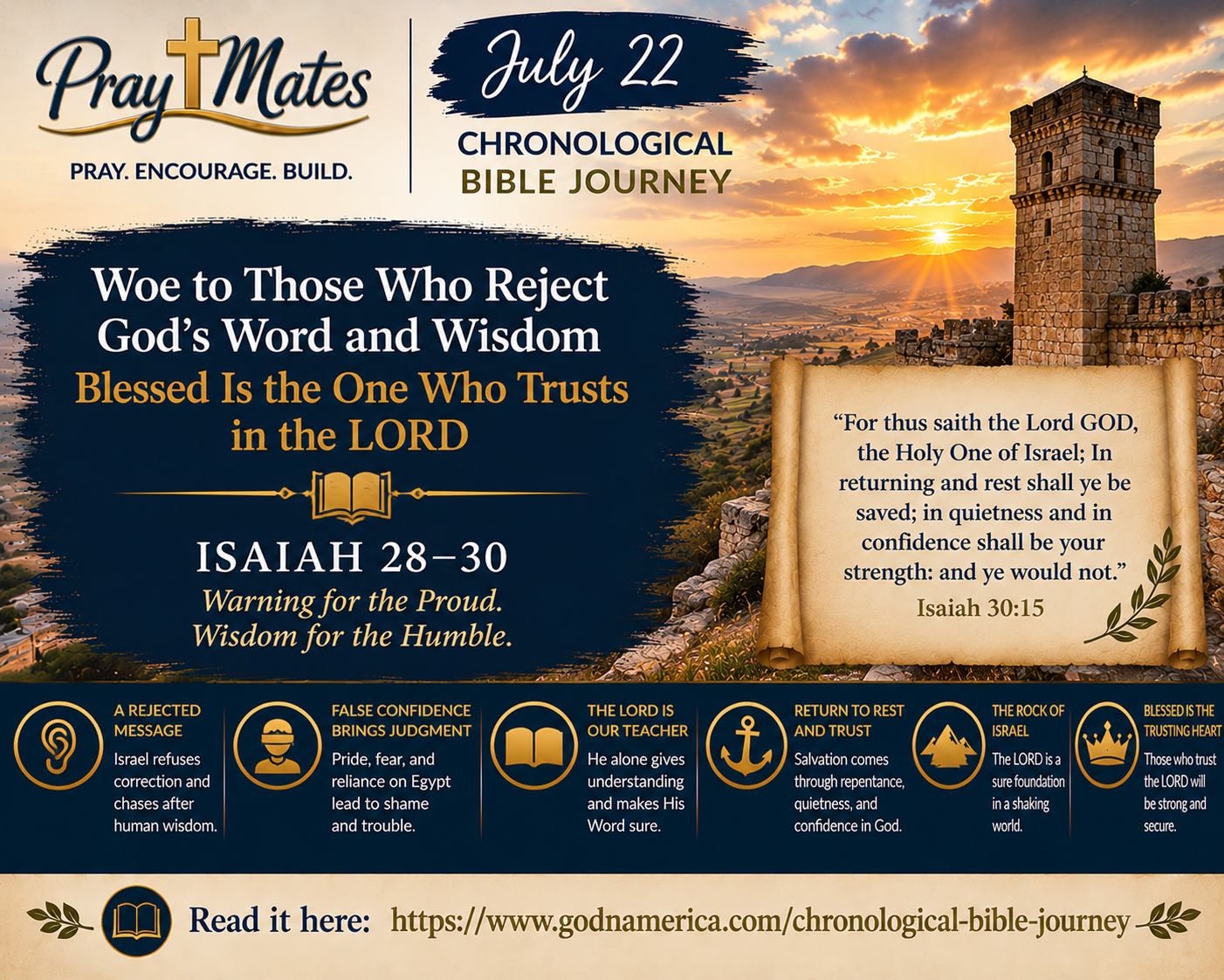 July 22 — A Sure Foundation in Zion