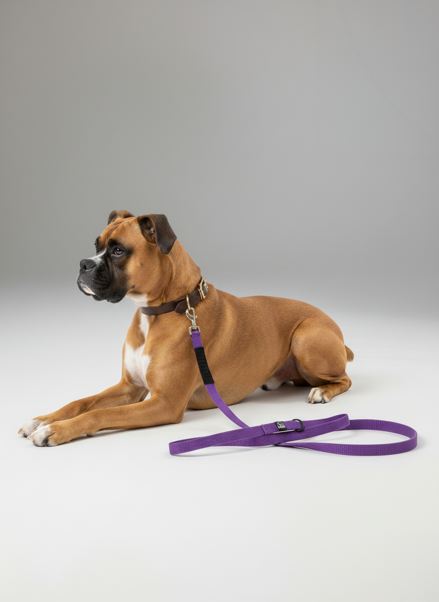 Jiujitsu Belt Leash on Model - Purple.png