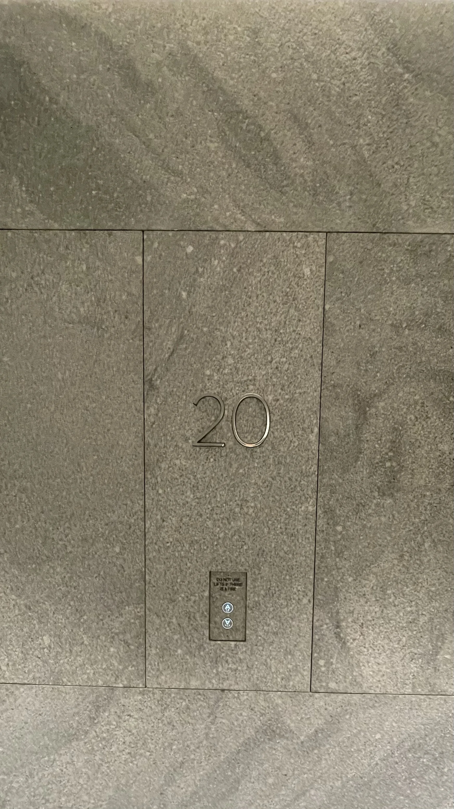 Elevator floor indicator showing the number 20.