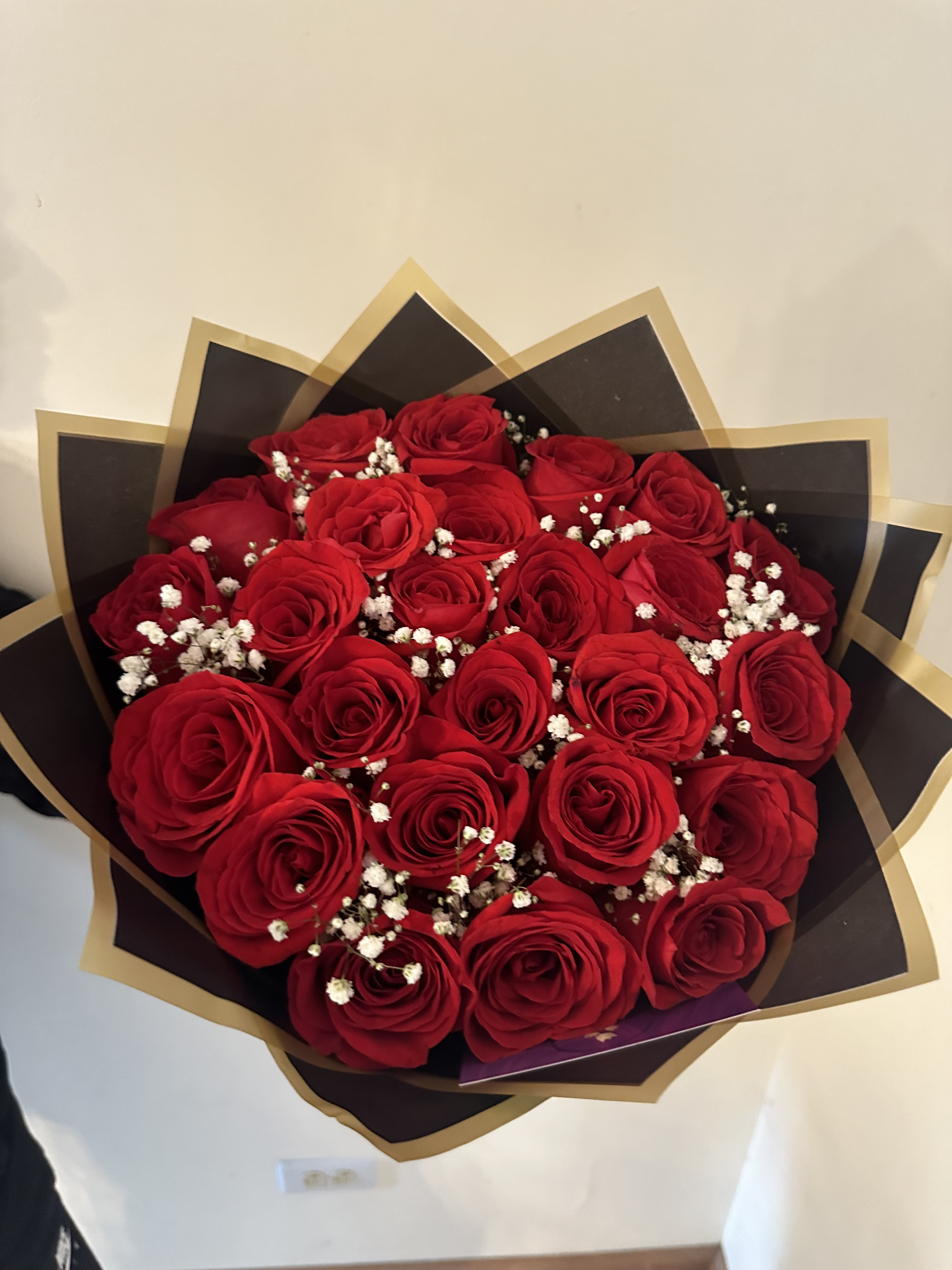 Red Rose and White Flower Bouquet