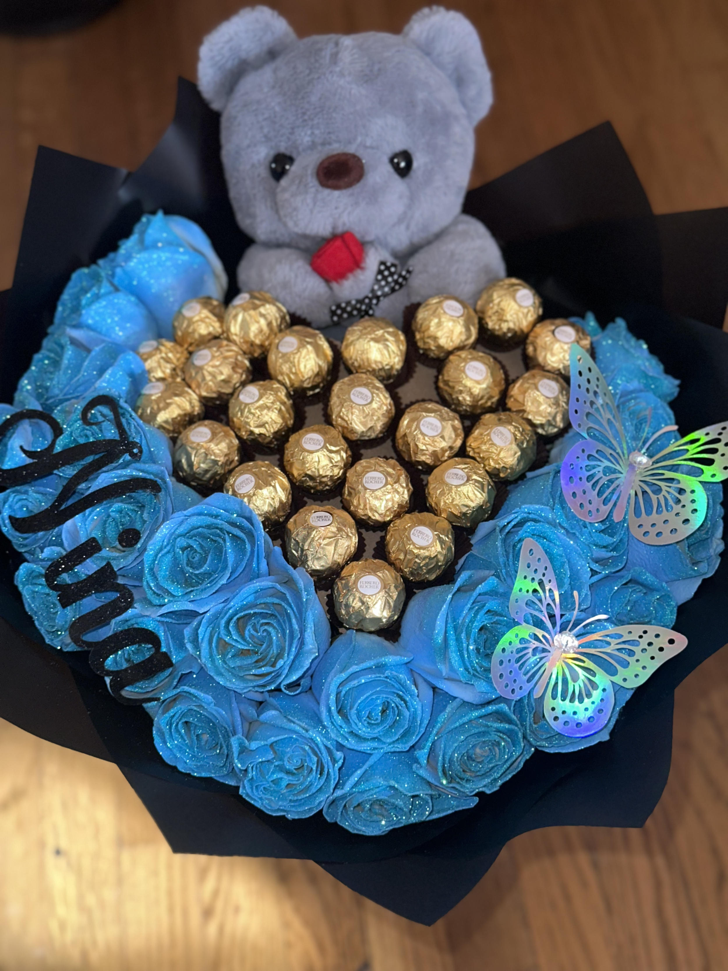 Blue Rose Teddy Bouquet