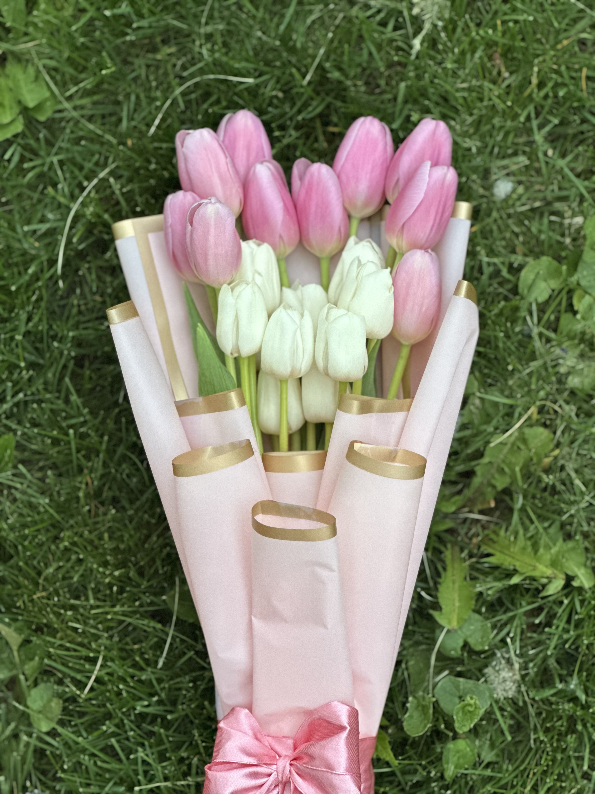 Pink and White Tulips Bouquet