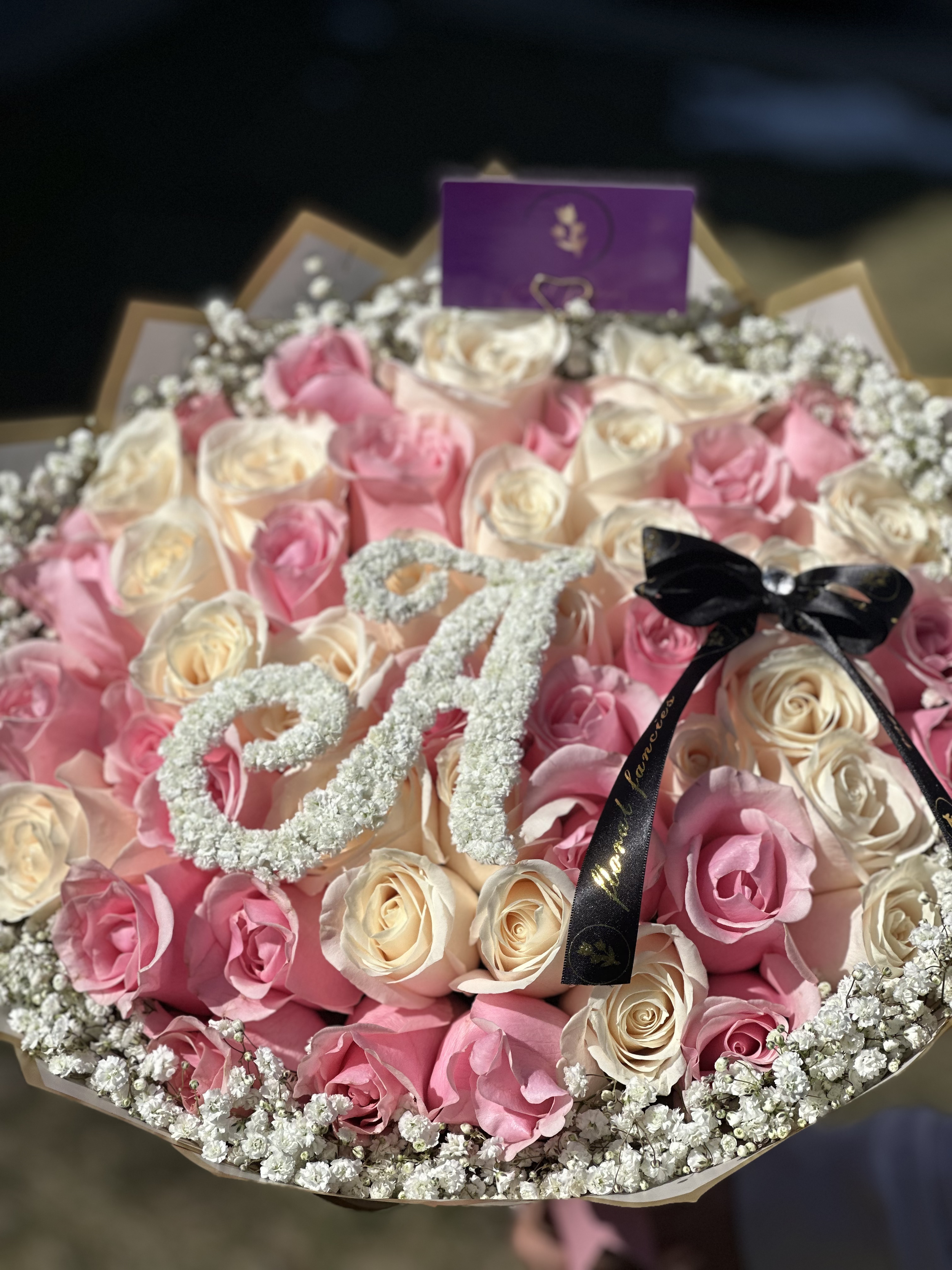 Pink and White Letter Bouquet