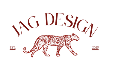 JAG Design logo with a leopard graphic and the text 'JAG DESIGN' above it.