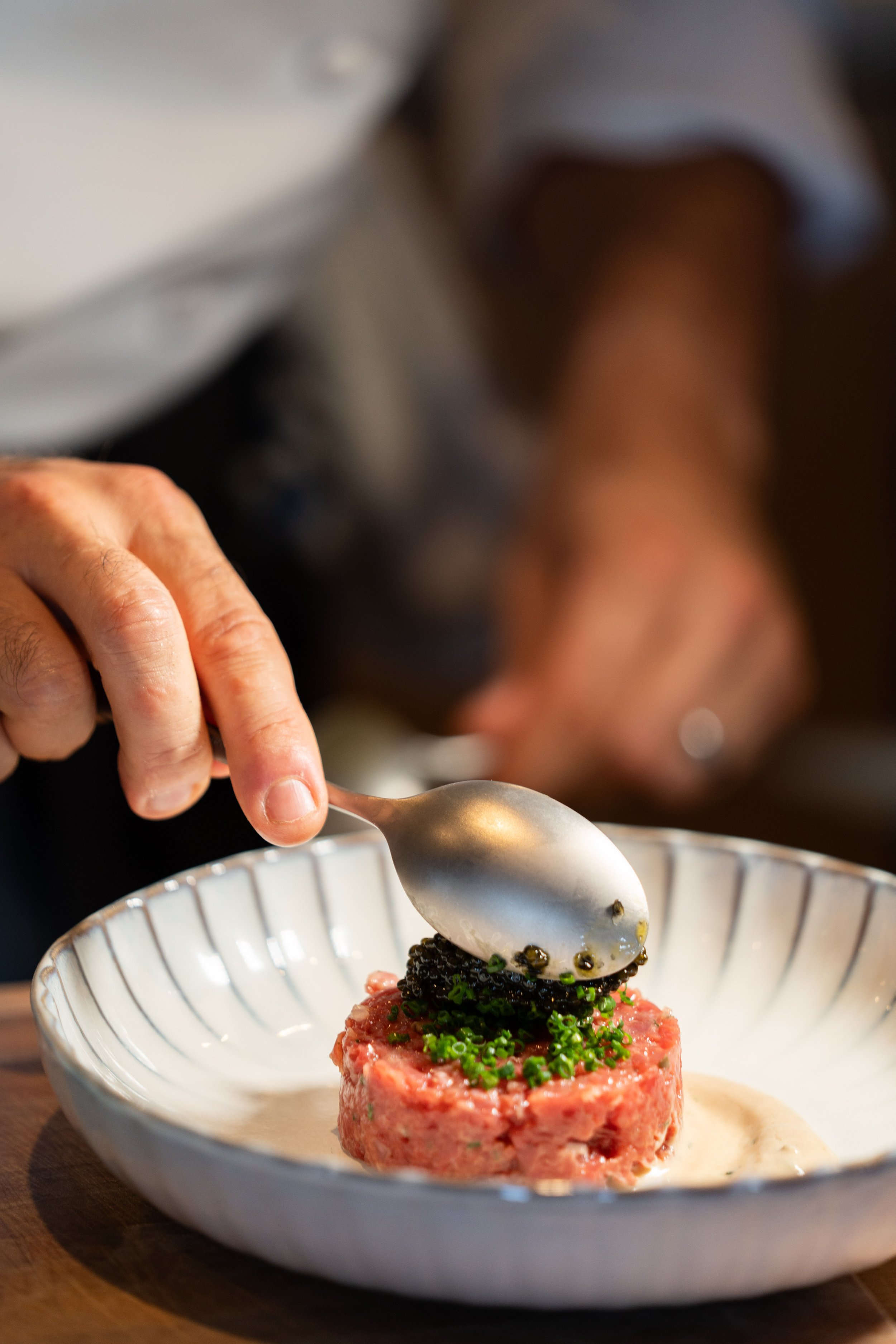 Manzo tartare prepared at Four Seasons