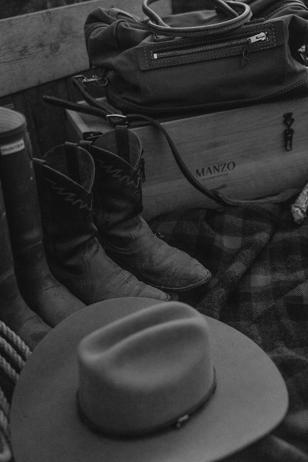 Manzo trunk and boots in back of 4x4