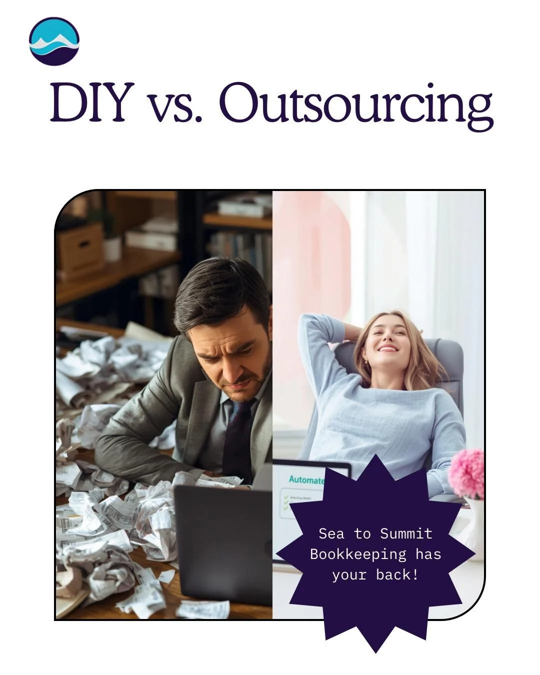 Still trying to handle your bookkeeping solo? 😩

DIY might seem like the &ldquo;cheaper&rdquo; option, but it often leads to stress, messy receipts, and wasted weekends.

Outsourcing your bookkeeping means:
✔️ No more late nights sorting transaction