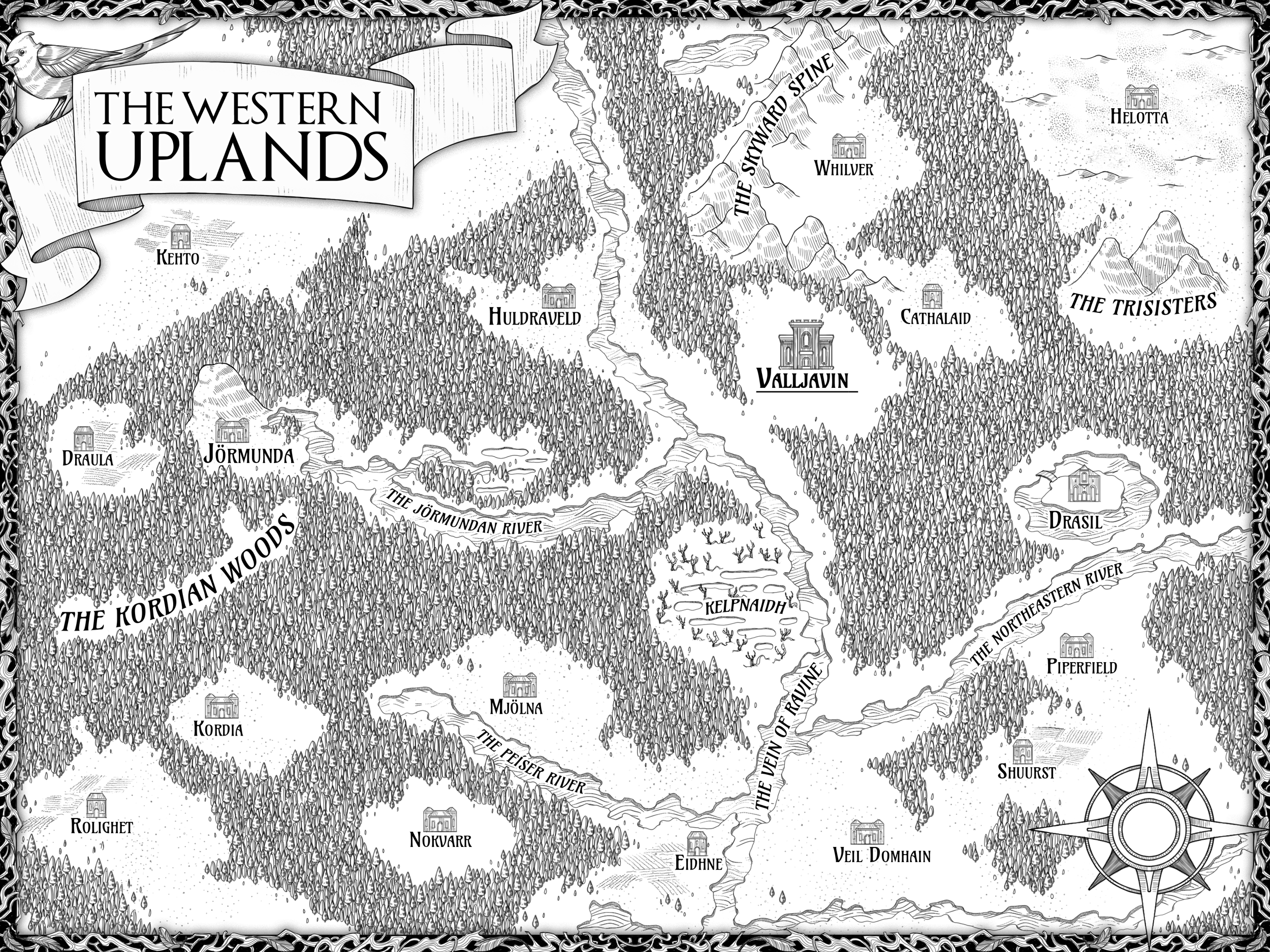 Map of the Western Uplands from The Chosen Cycle.