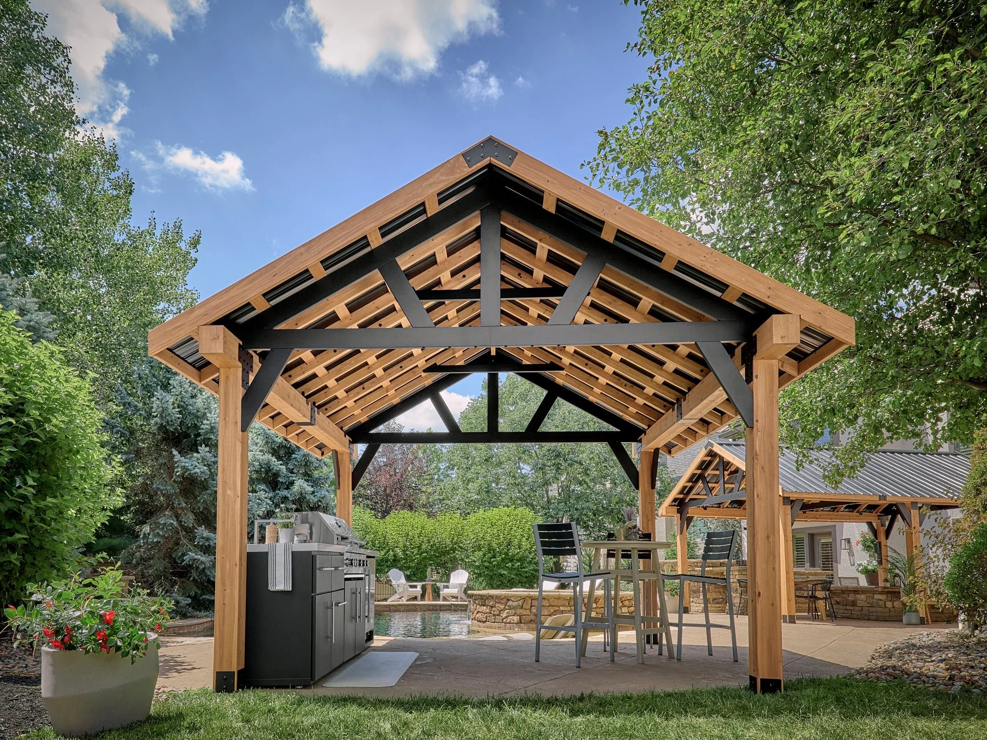 Lodge 14x12 Cedar and Steel Gazebo with Steel Roof
