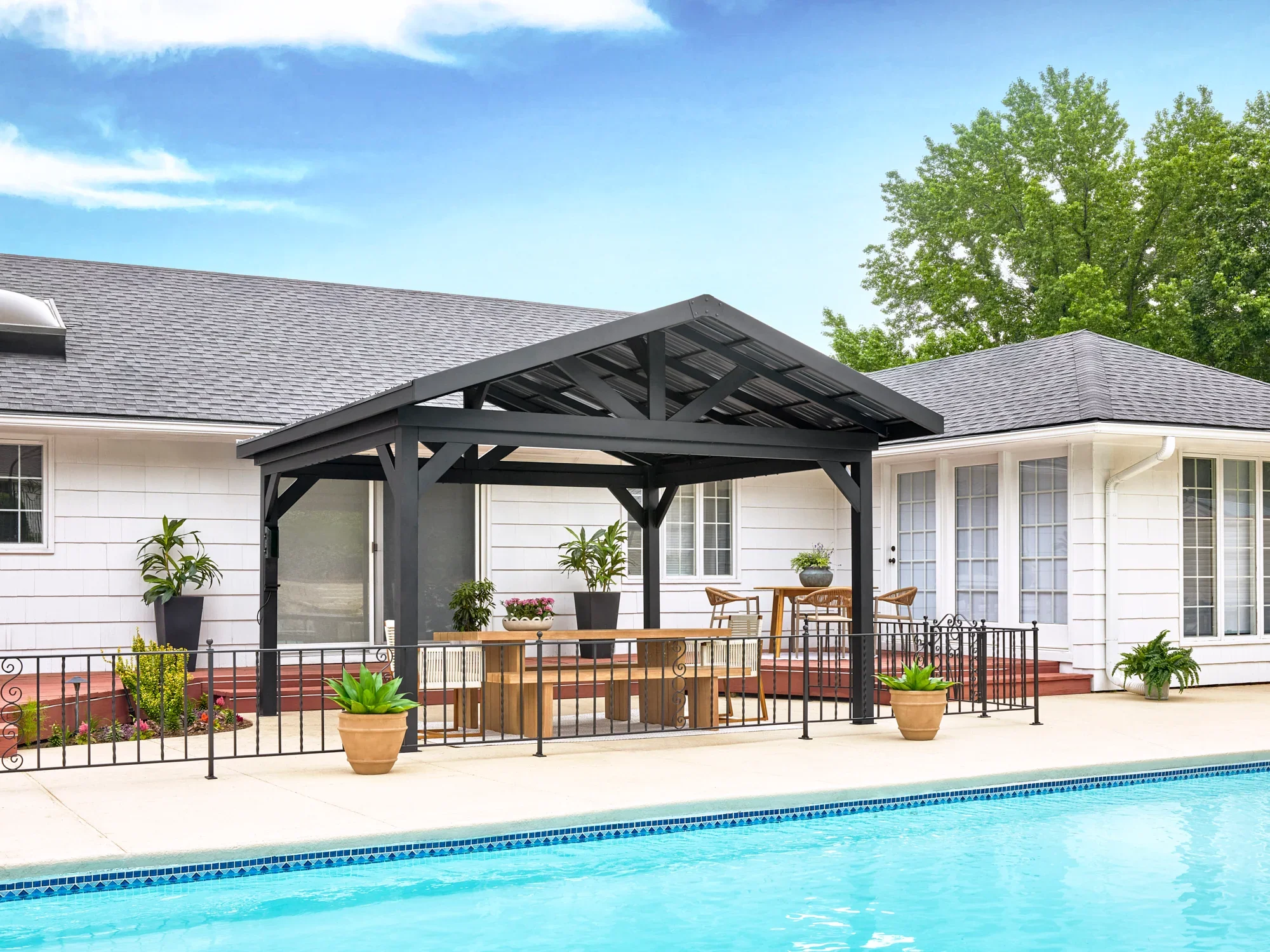 Lancaster 14x14 Steel Gazebo with Gable Roof