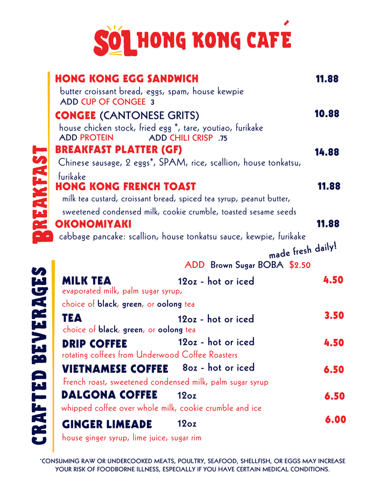 Menu | Discover Delicious Dining — Visit Today — Sol Café