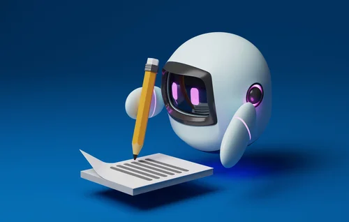 AI Receptionist robot at a desk