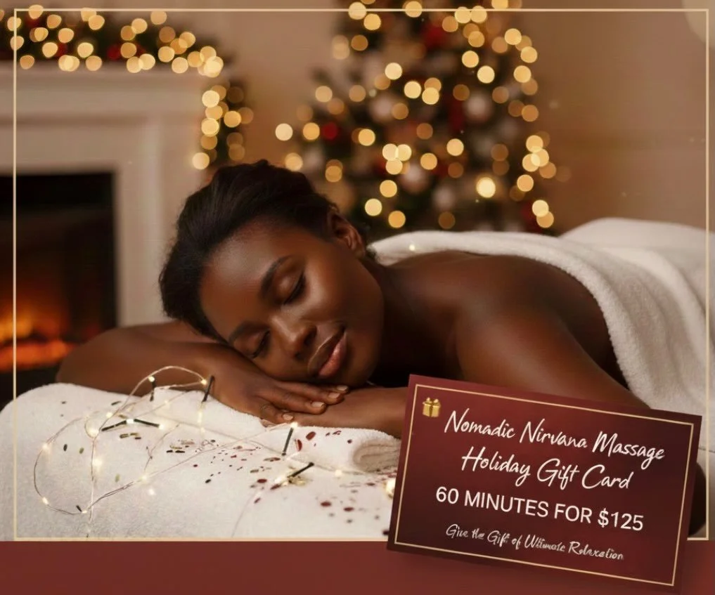 Tired of giving socks? Give relief instead! 🧘&zwj;♀️
This year, give the gift of deep relaxation with a 60-Minute Therapeutic Massage from Nomadic Nirvana for $125. It&rsquo;s 60 minutes of pure bliss they deserve.

➡️ Limited availability! Grab you