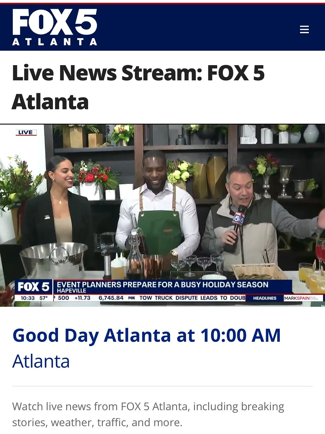 Yesterday was a Jugo James first as we were featured on @fox5atlanta Good Day Atlanta 🥂☀️ thanks to our good friends and partners at @wmeventsinc 🥳

@paulfromfox5 was an absolutely incredible anchor 🎤 &mdash; it meant the world to be able to tell 