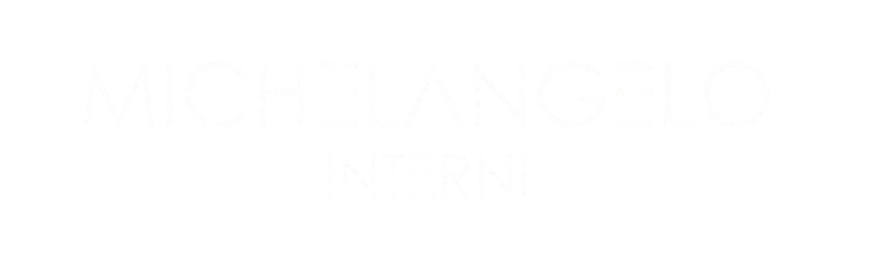 Logo con la scritta "Michelangelo Interni" su sfondo nero.